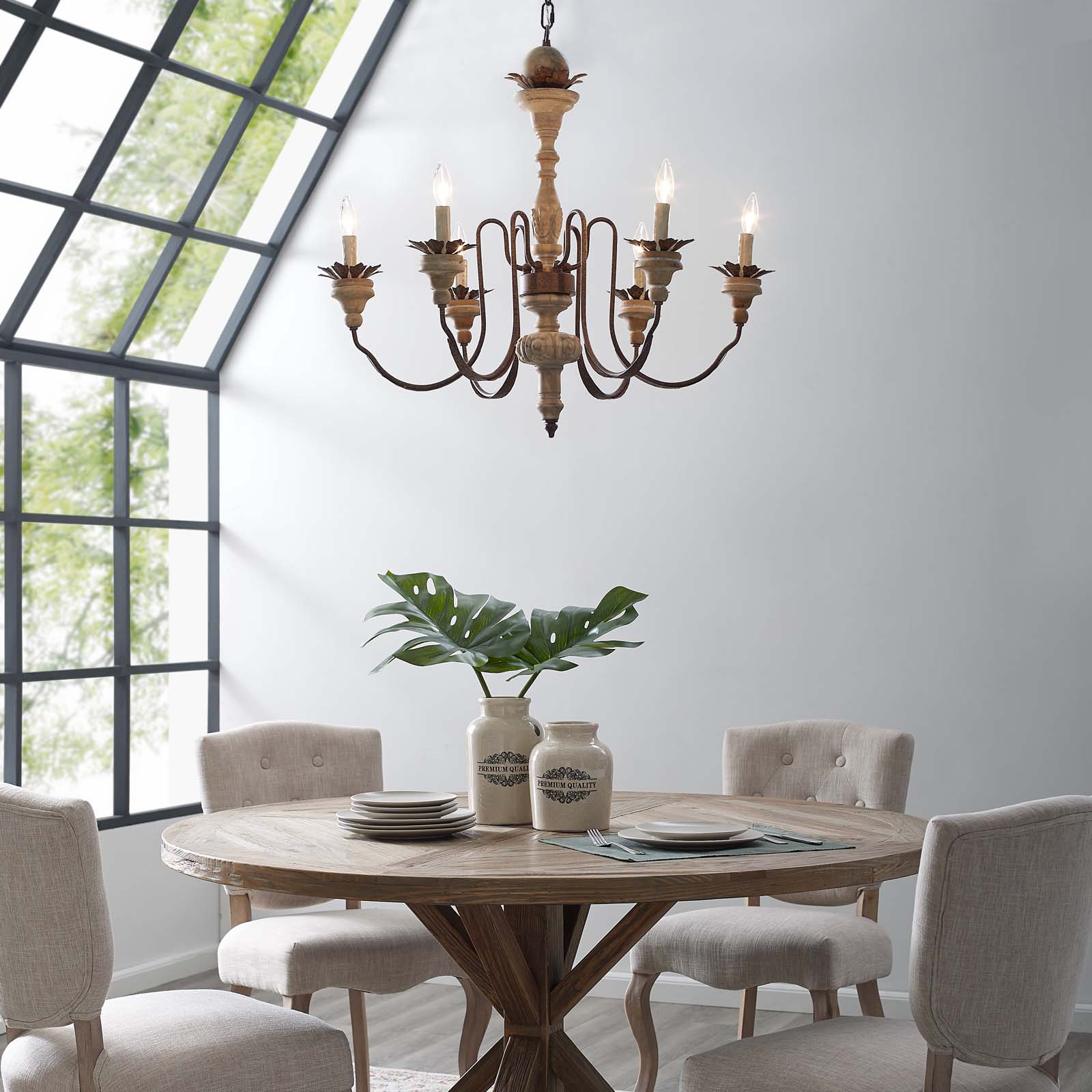 Modway Bountiful Vintage French Pendant Ceiling Light Candelabra Chandelier | Chandeliers