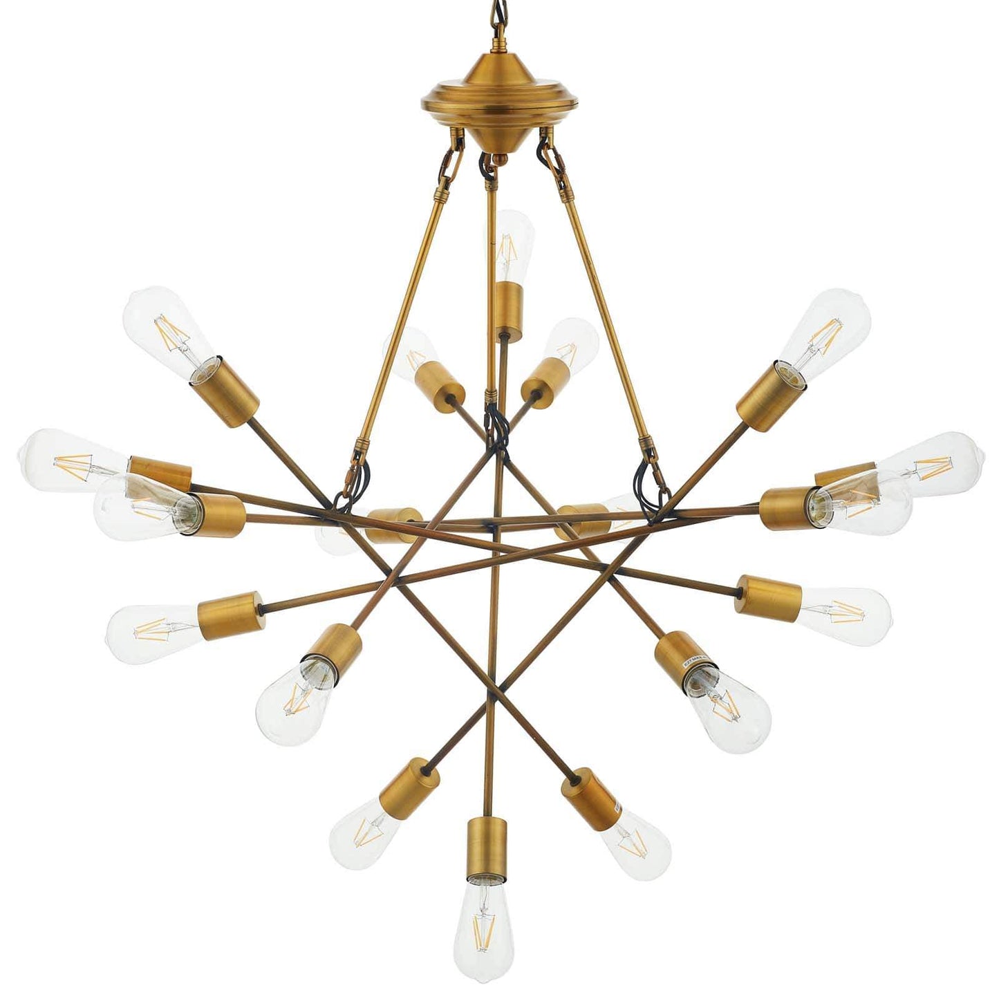 Modway Request Antique Brass 18 Lights Mid-Century Pendant Chandelier | Chandeliers | Modishstore-2
