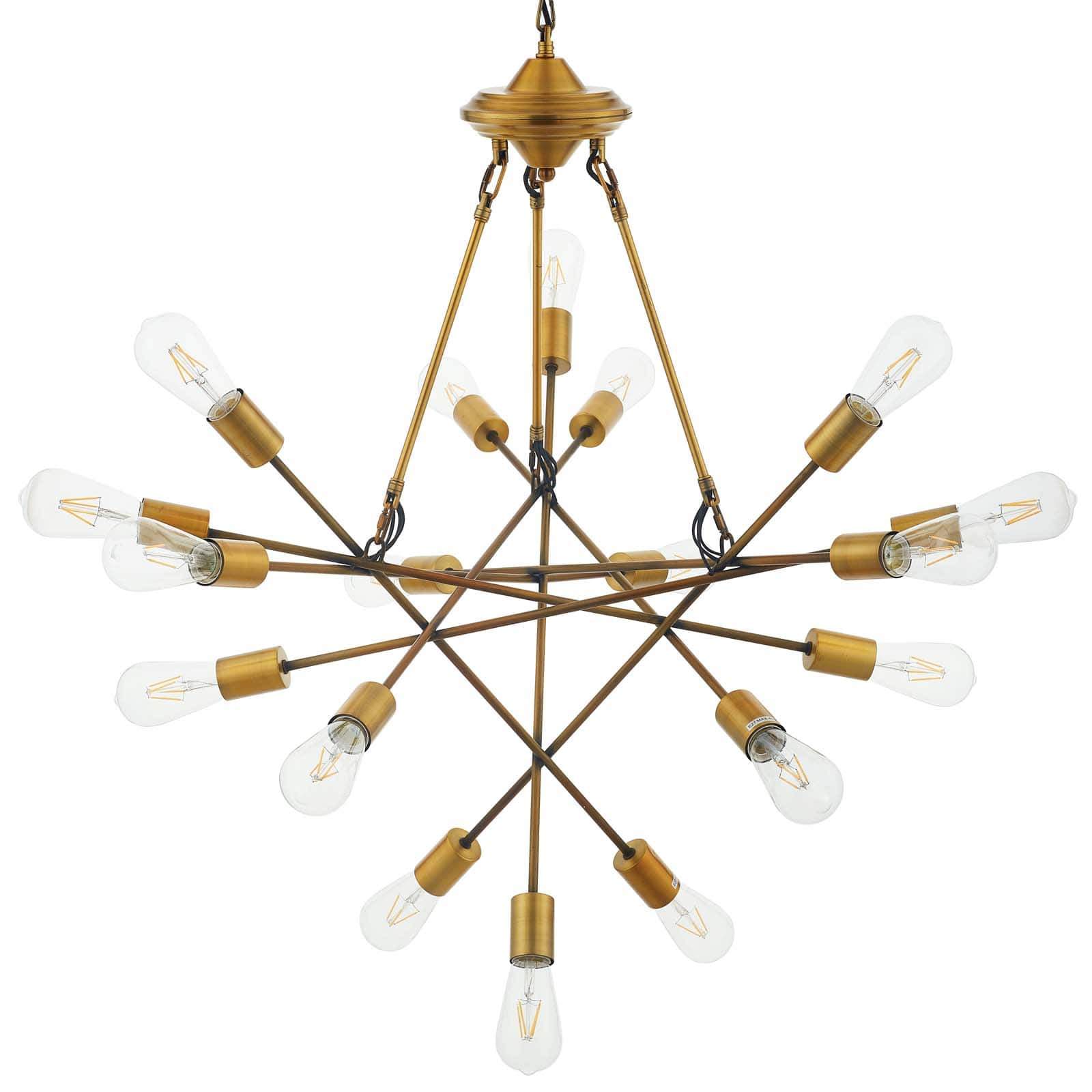 Modway Request Antique Brass 18 Lights Mid-Century Pendant Chandelier | Chandeliers | Modishstore-2