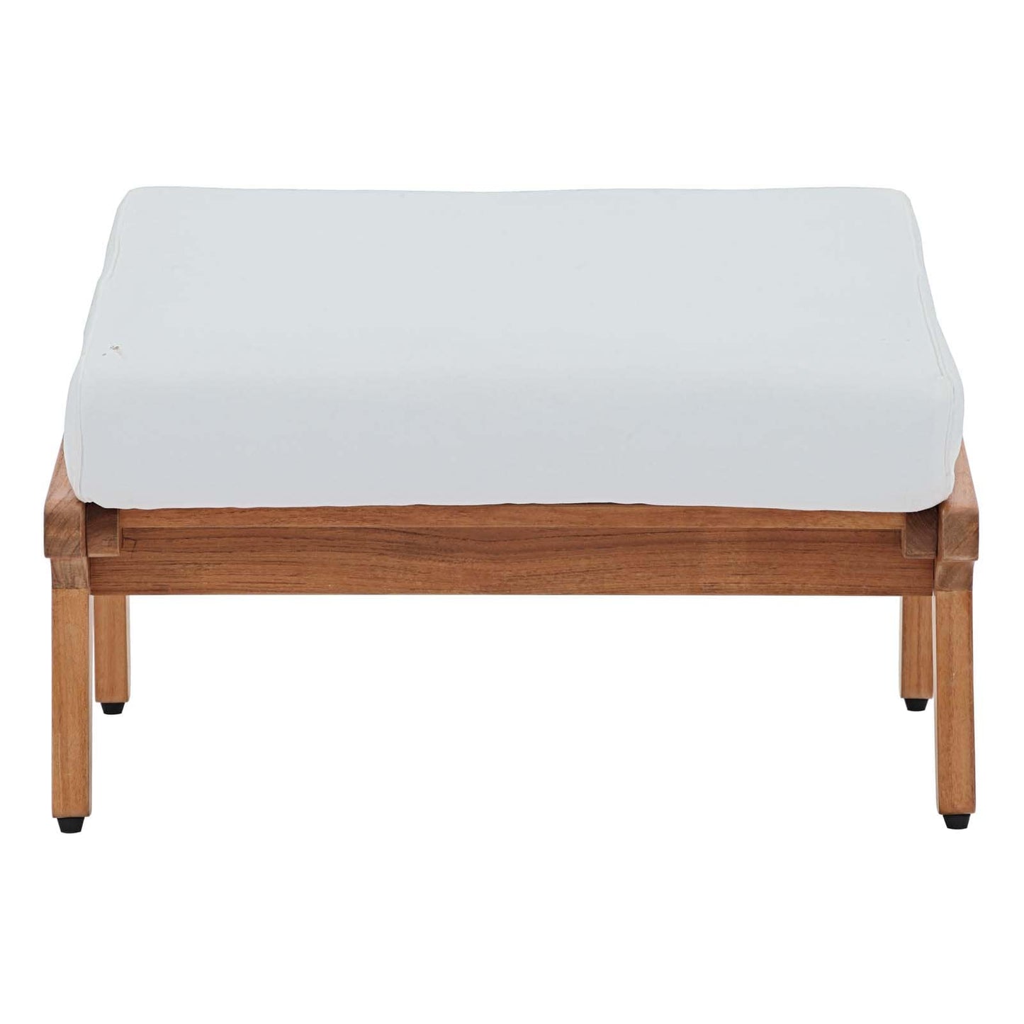 Modway Saratoga Outdoor Patio Teak Ottoman Natural White | Ottomans | Modishstore-5