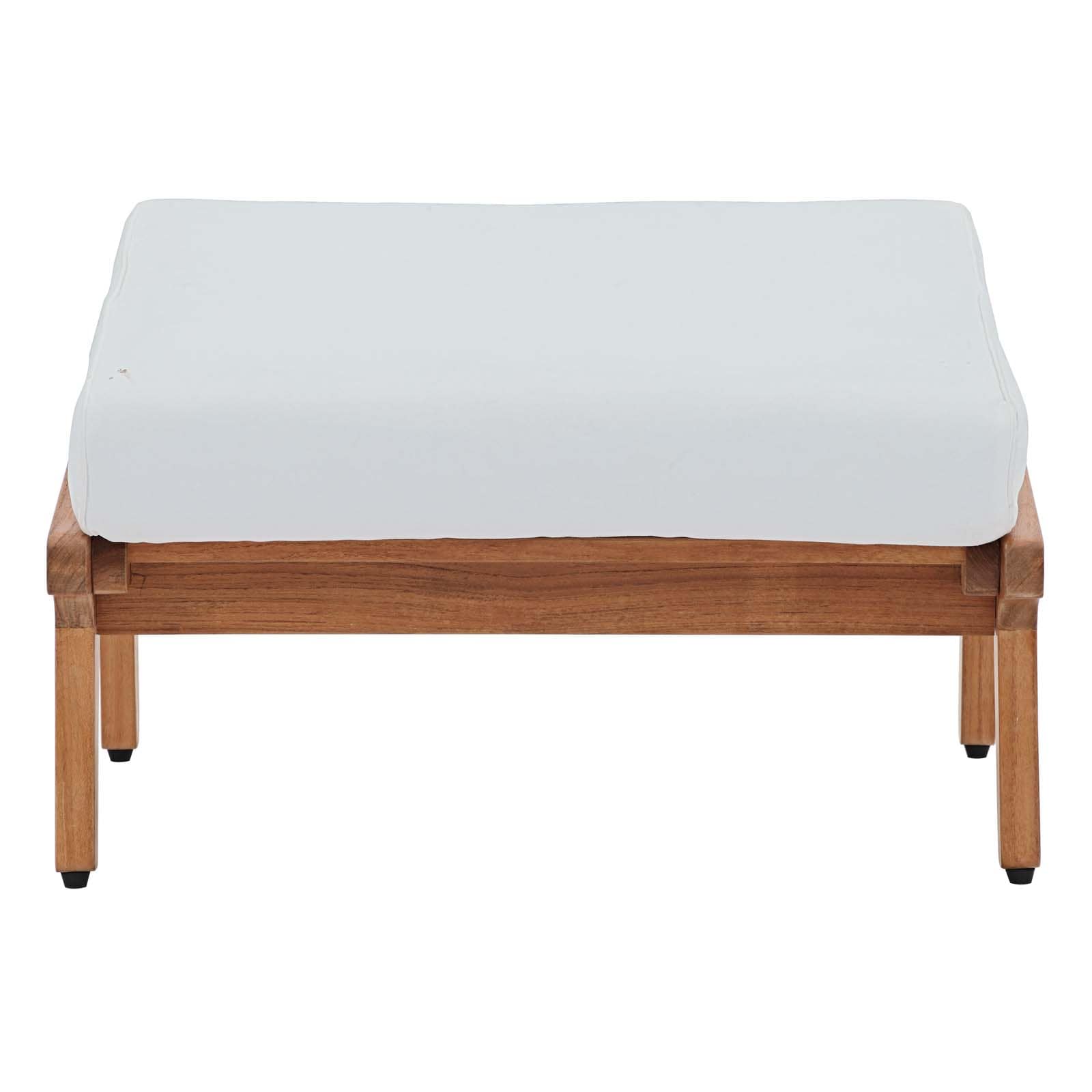 Modway Saratoga Outdoor Patio Teak Ottoman Natural White | Ottomans | Modishstore-5