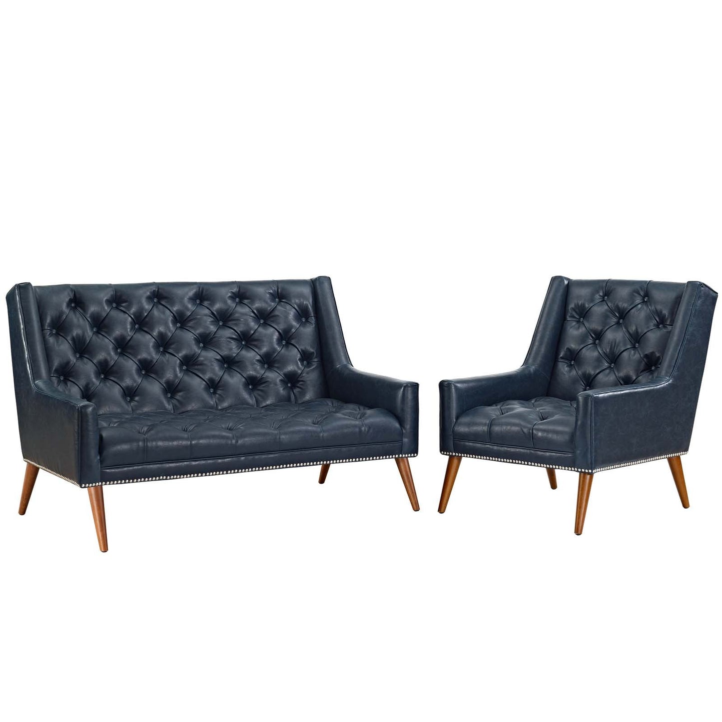Modway Peruse Living Room Set Faux Leather Set of 2