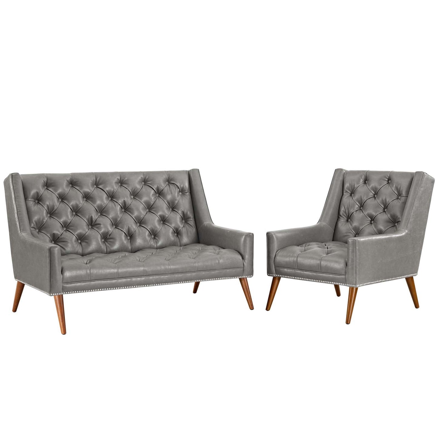 Modway Peruse Living Room Set Faux Leather Set of 2