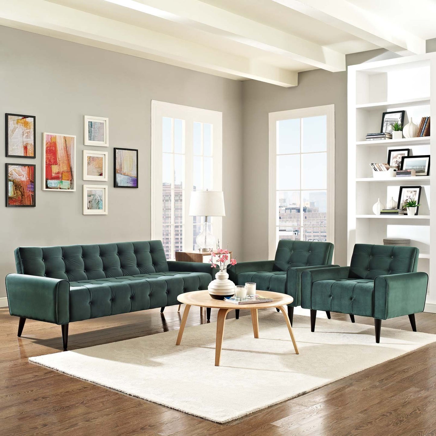 Modway Delve Living Room Set Performance Velvet Set of 3
