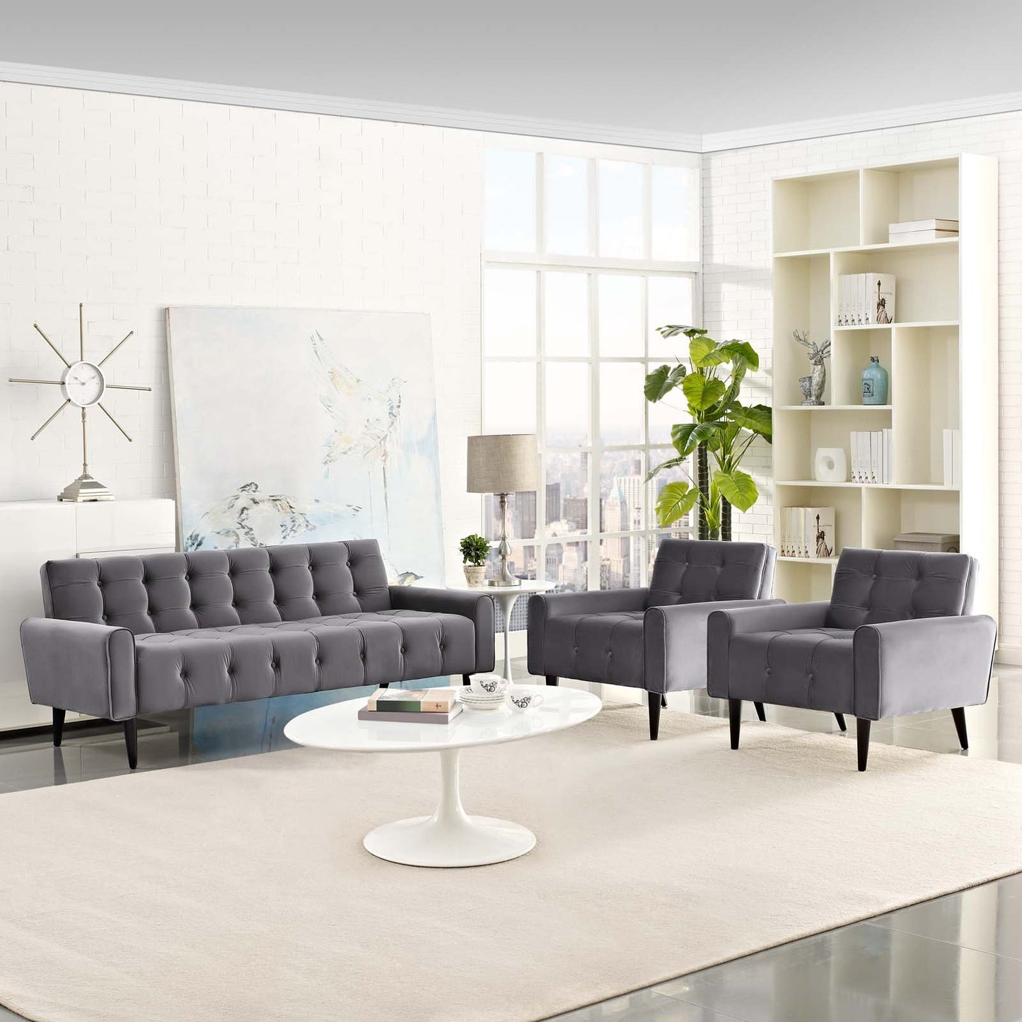 Modway Delve Living Room Set Performance Velvet Set of 3