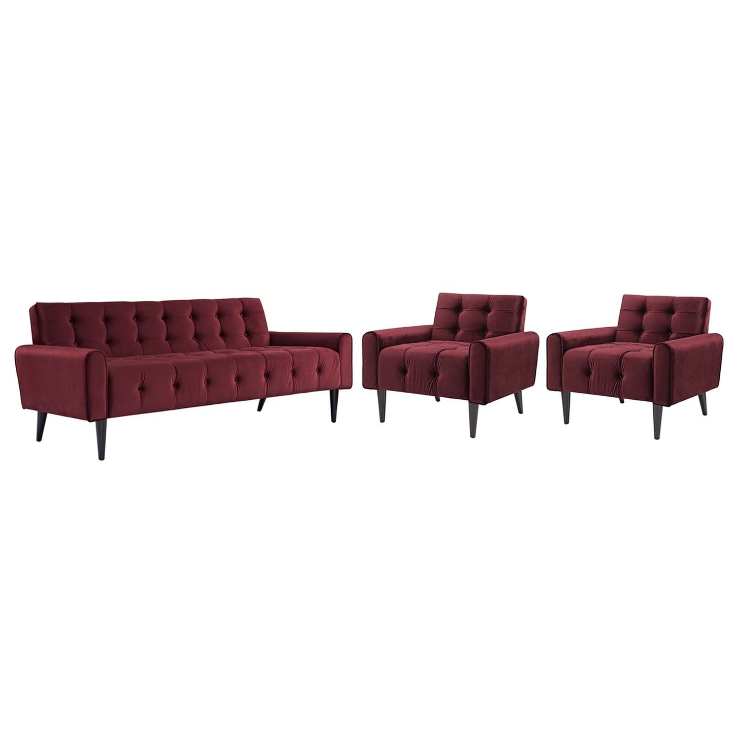 Modway Delve Living Room Set Performance Velvet Set of 3