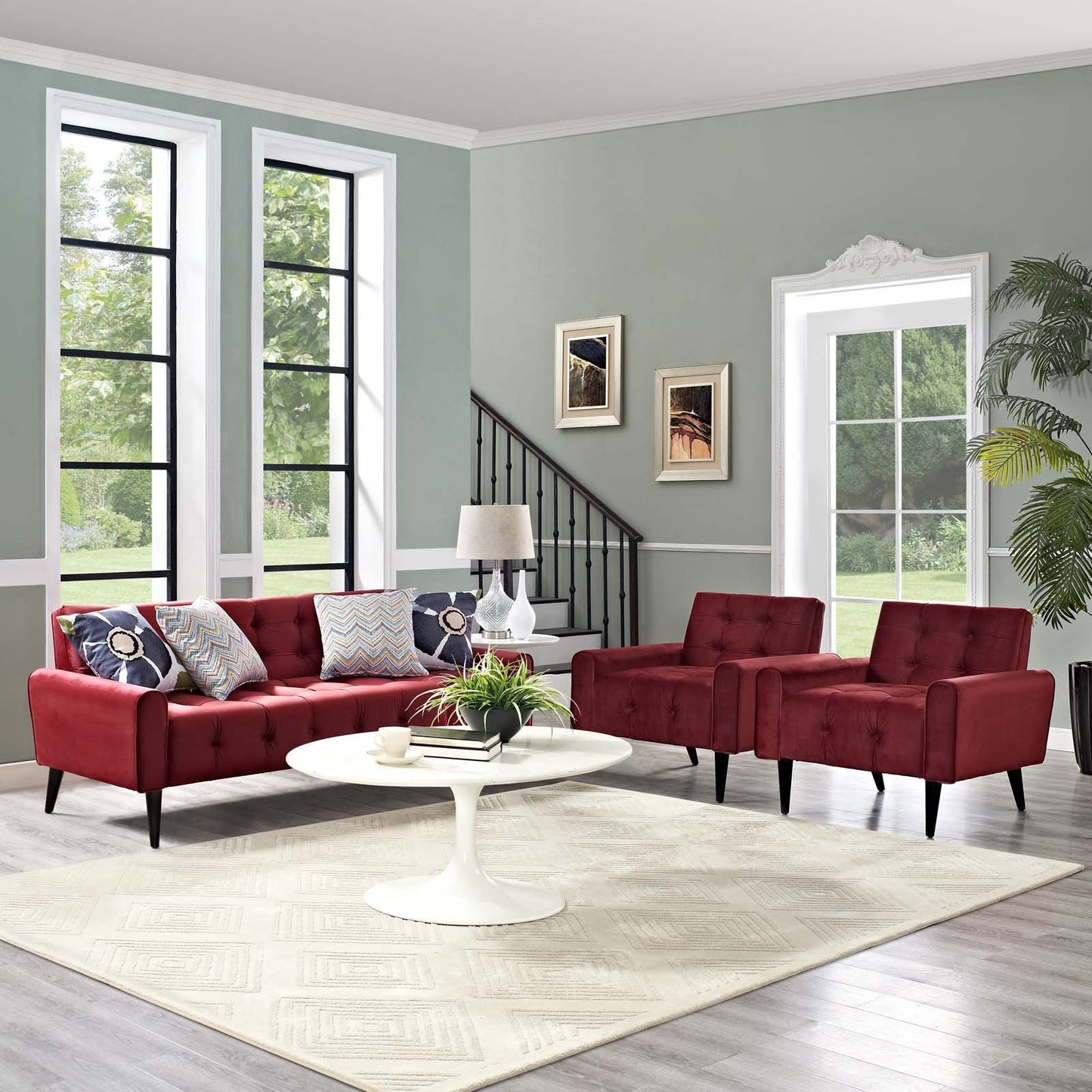 Modway Delve Living Room Set Performance Velvet Set of 3