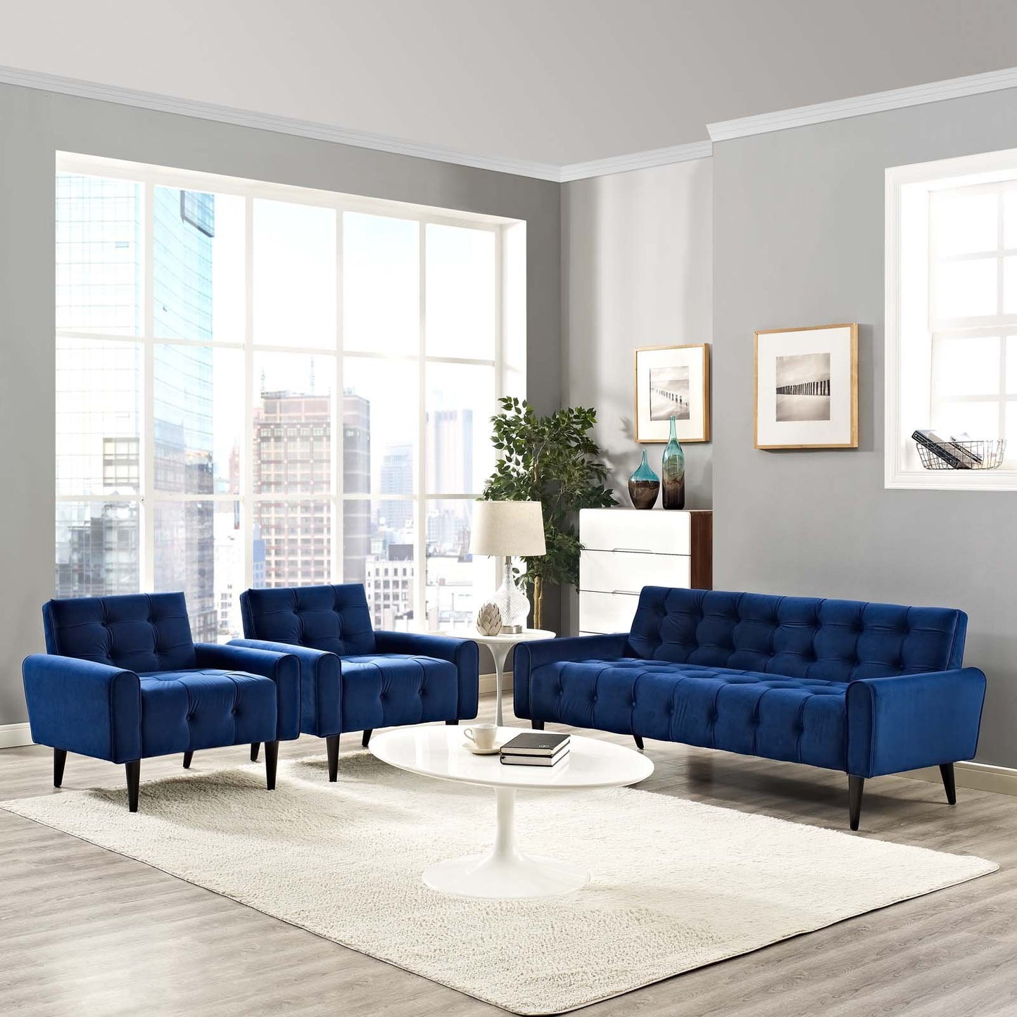 Modway Delve Living Room Set Performance Velvet Set of 3