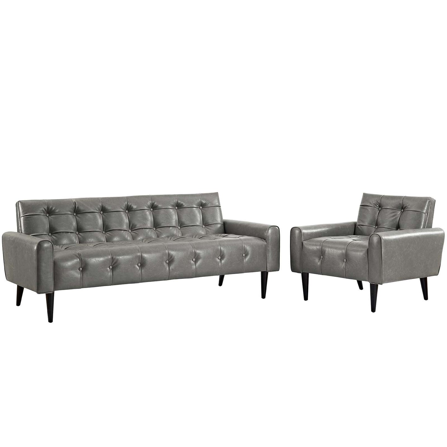 Modway Delve 2 Piece Upholstered Vinyl Sofa and Armchair Set