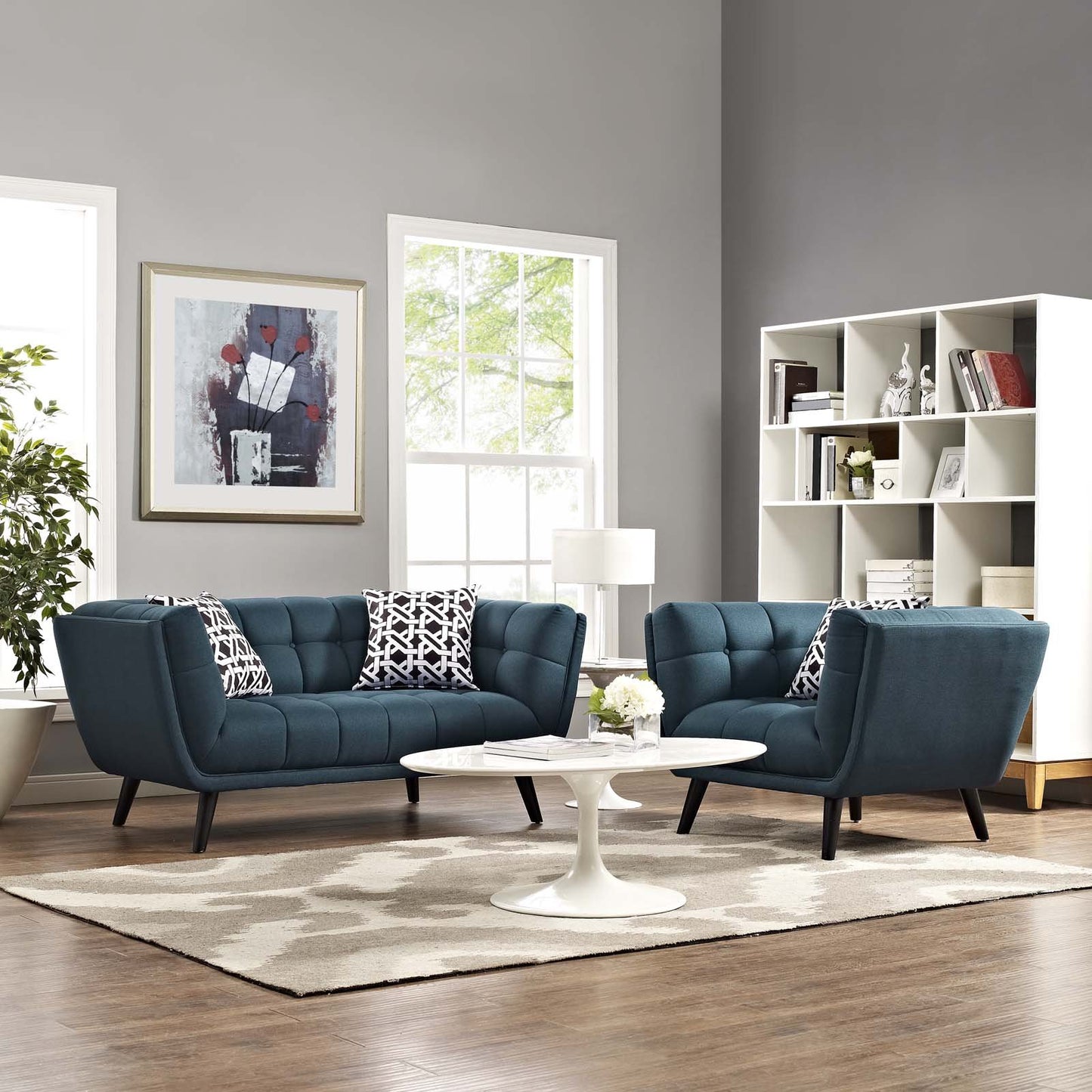 Modway Bestow 2 Piece Upholstered Fabric Loveseat and Armchair Set