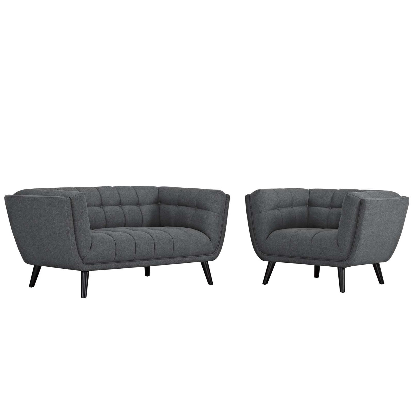 Modway Bestow 2 Piece Upholstered Fabric Loveseat and Armchair Set
