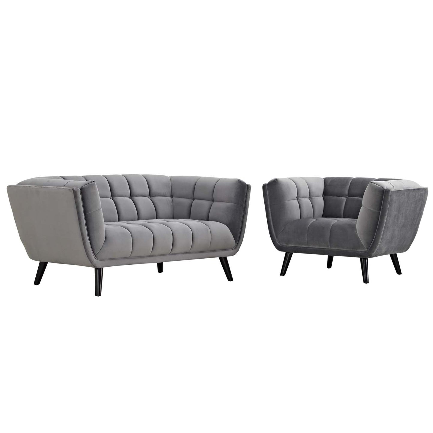 Modway Bestow 2 Piece Performance Velvet Loveseat and Armchair Set