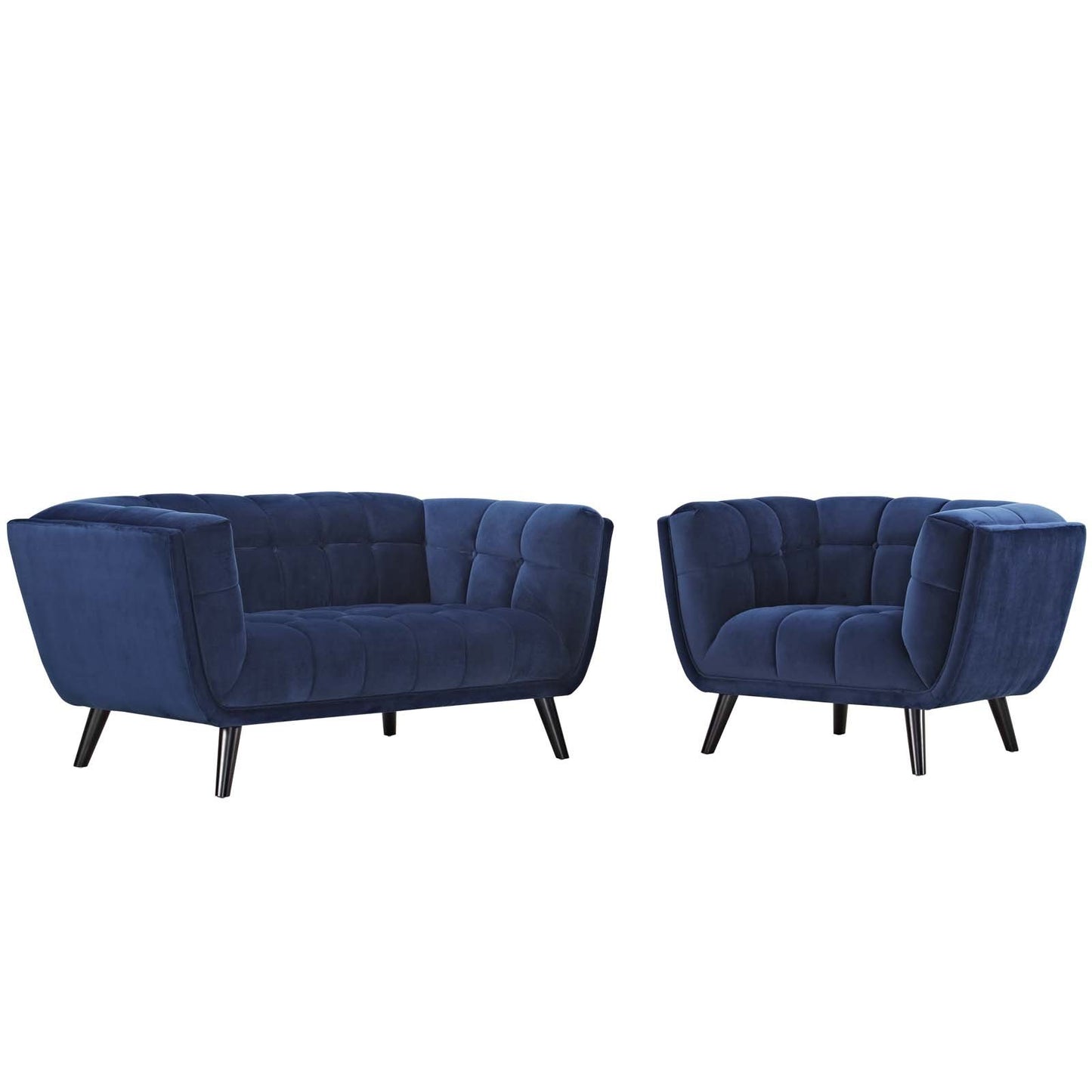 Modway Bestow 2 Piece Performance Velvet Loveseat and Armchair Set