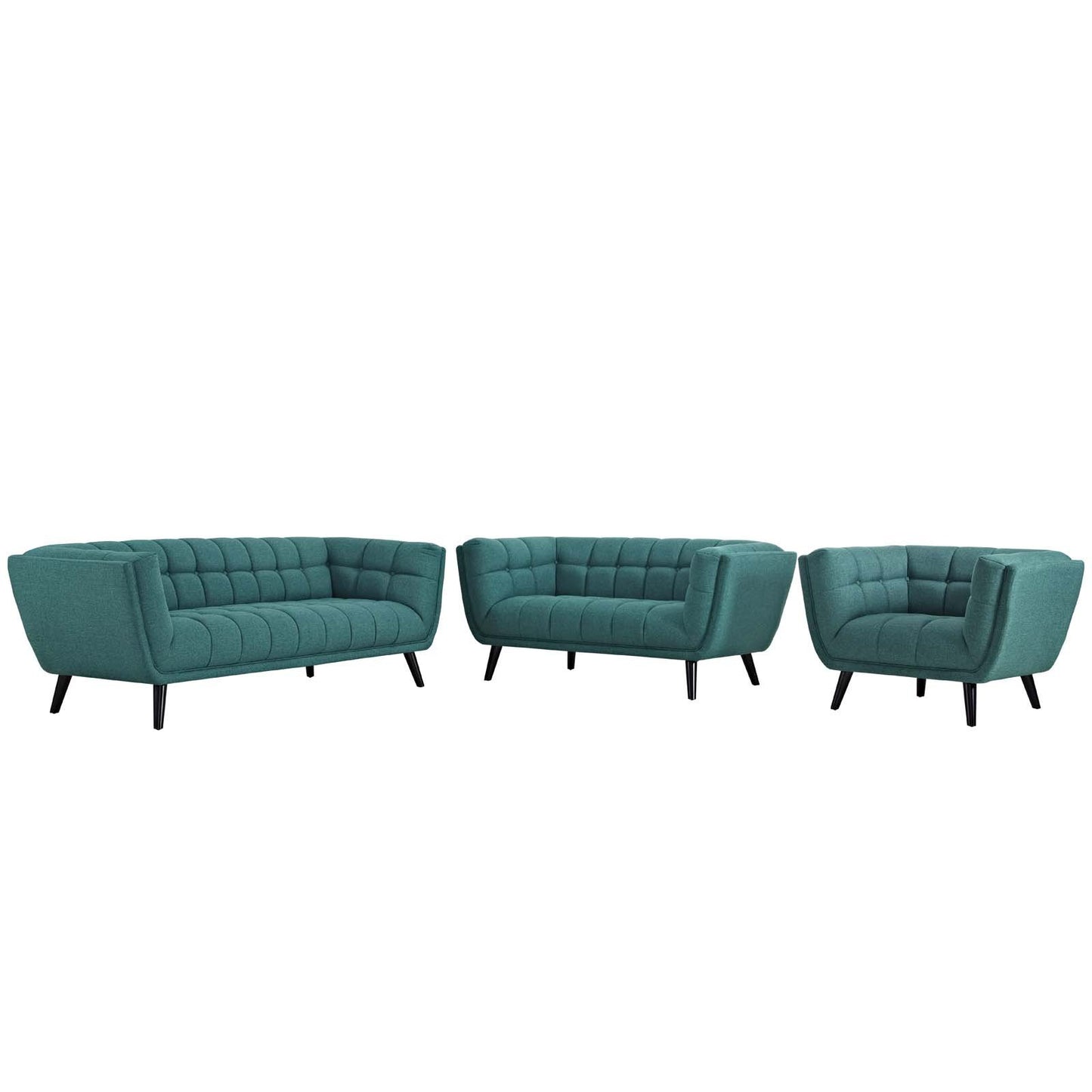 Modway Bestow 3 Piece Upholstered Fabric Sofa Loveseat and Armchair Set