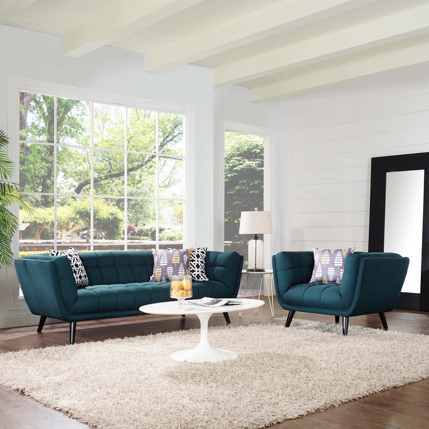 Modway Bestow 2 Piece Upholstered Fabric Sofa and Armchair Set
