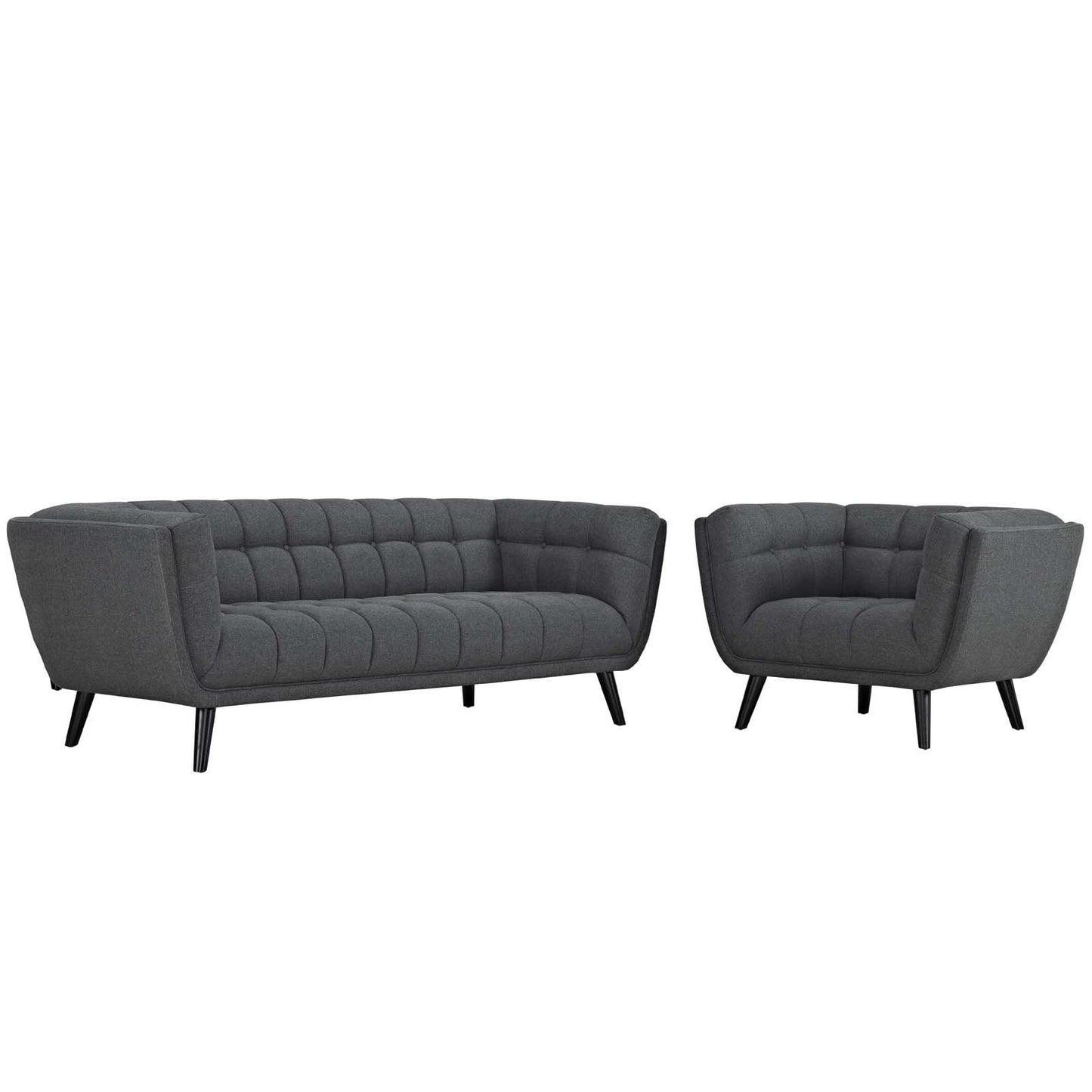 Modway Bestow 2 Piece Upholstered Fabric Sofa and Armchair Set