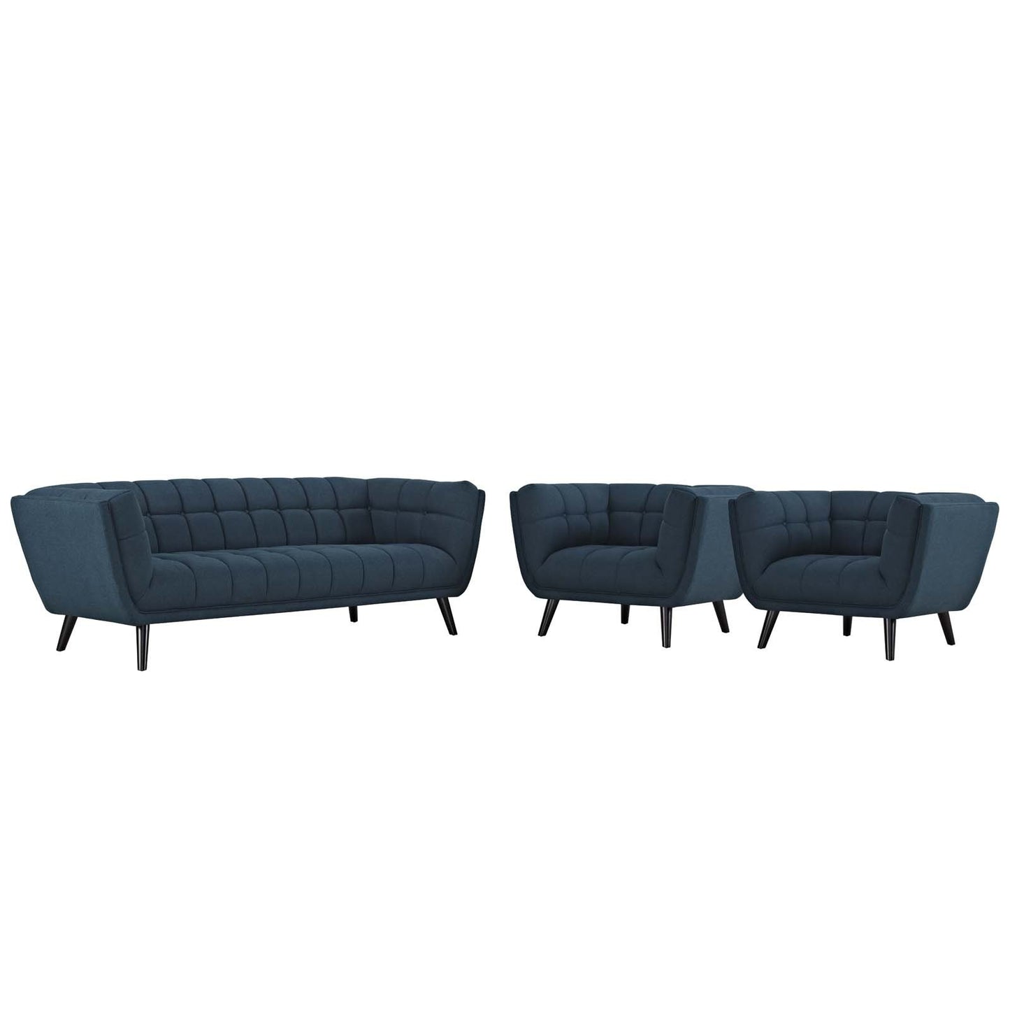 Modway Bestow 3 Piece Upholstered Fabric Sofa and Armchair Set