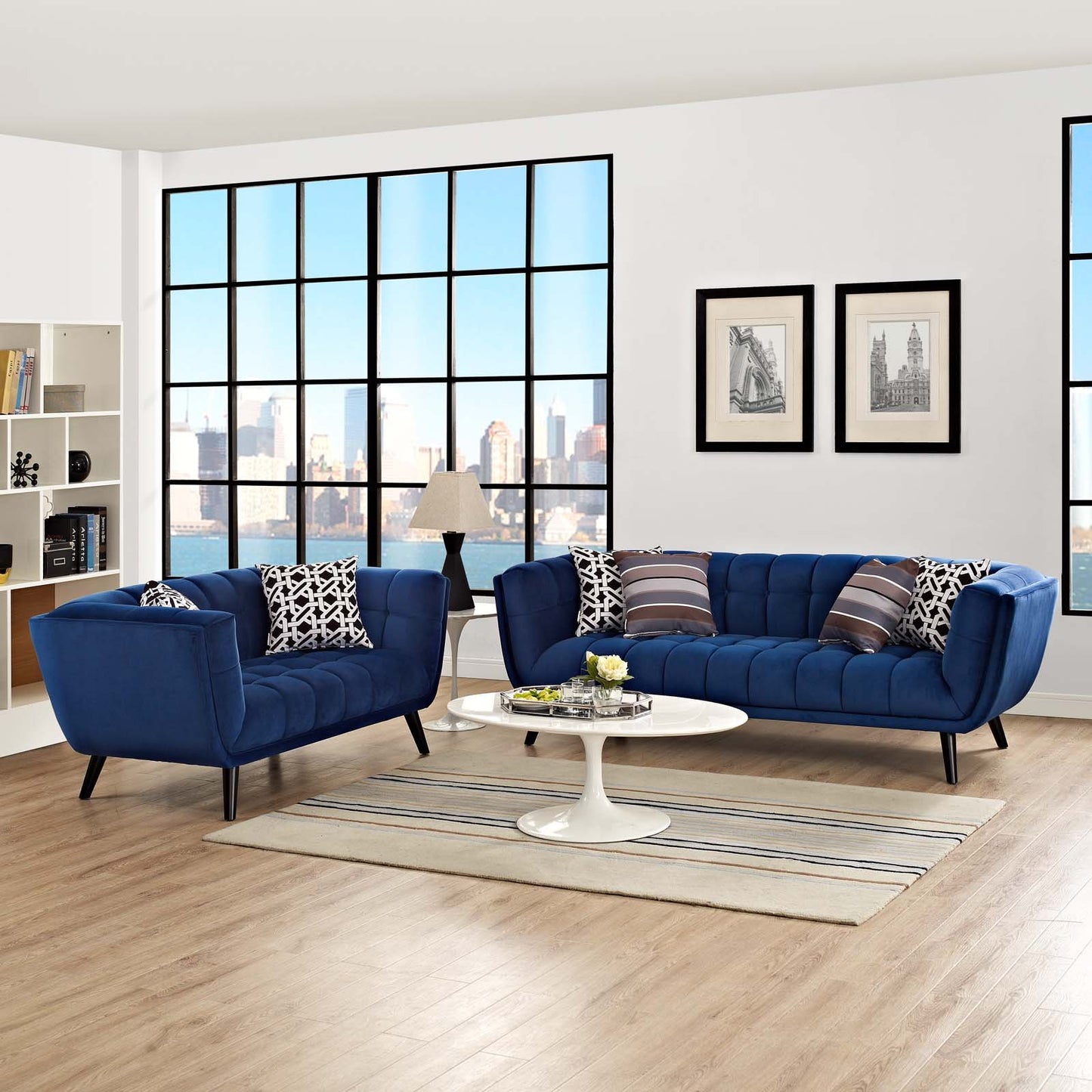 Modway Bestow 2 Piece Performance Velvet Sofa and Loveseat Set