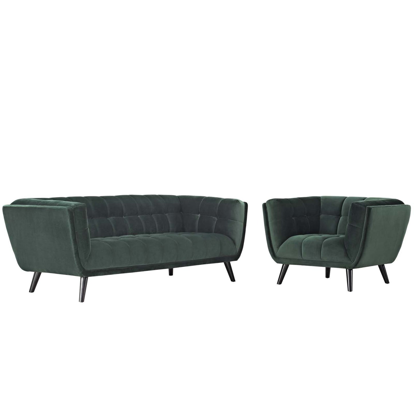 Modway Bestow 2 Piece Performance Velvet Sofa and Armchair Set