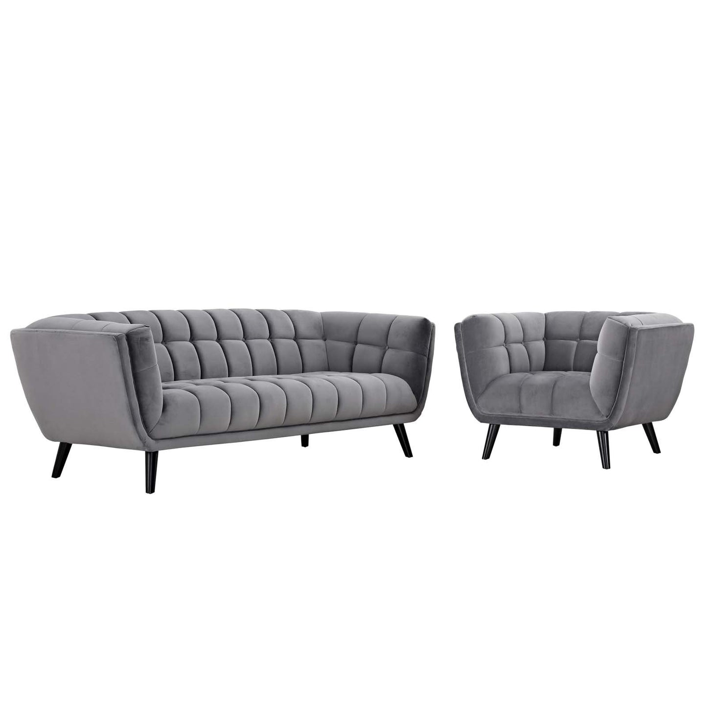 Modway Bestow 2 Piece Performance Velvet Sofa and Armchair Set