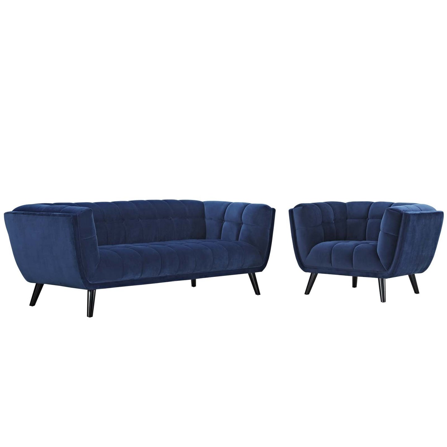 Modway Bestow 2 Piece Performance Velvet Sofa and Armchair Set