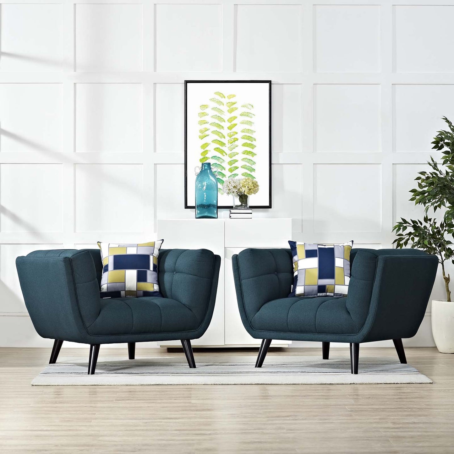 Modway Bestow 2 Piece Upholstered Fabric Armchair Set