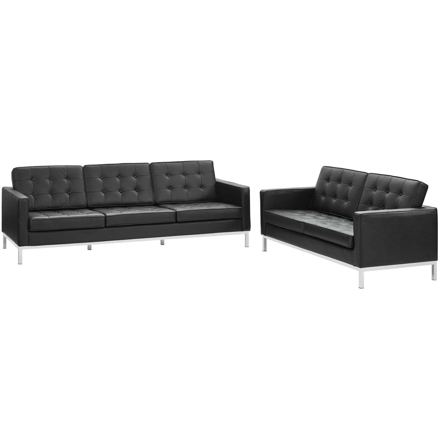 Modway Loft 2 Piece Leather Sofa and Loveseat Set
