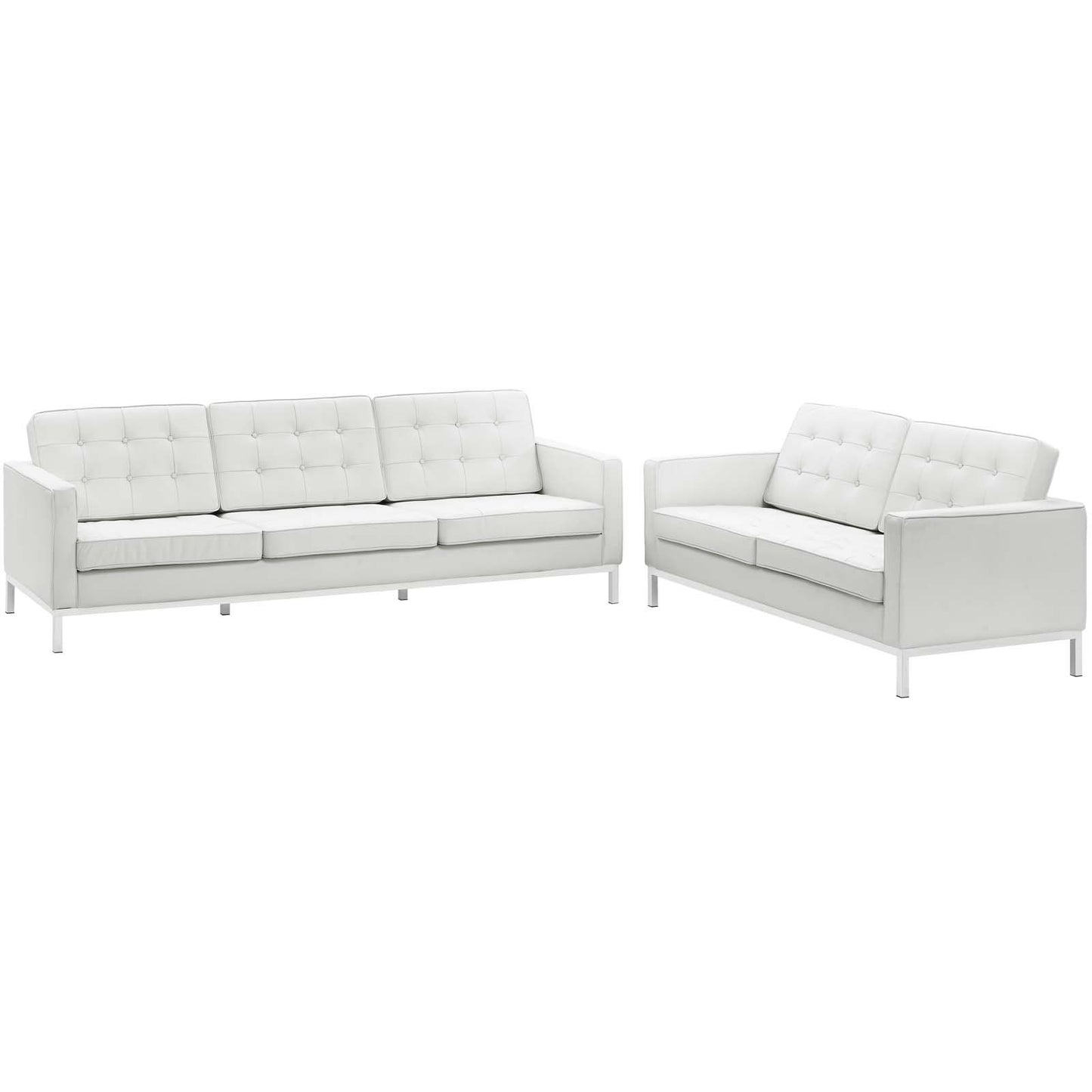 Modway Loft 2 Piece Leather Sofa and Loveseat Set