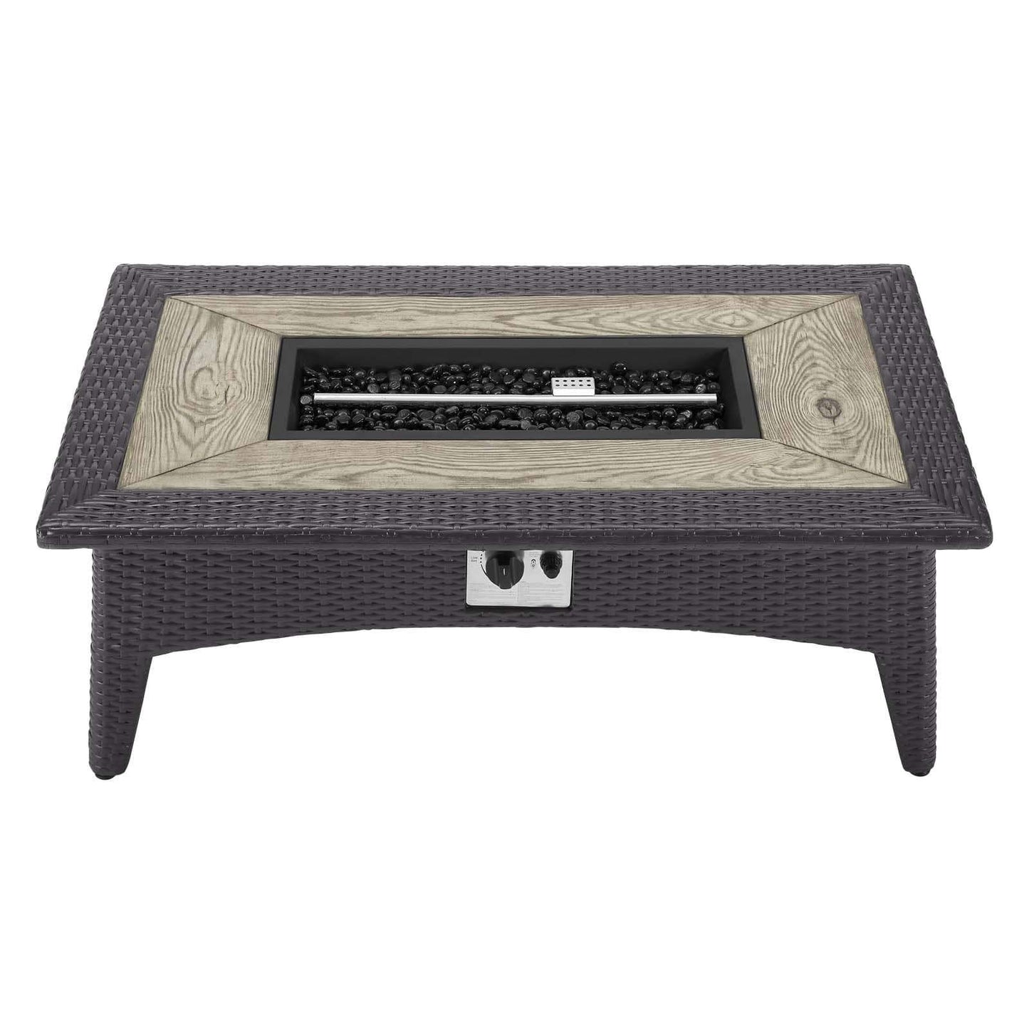 Modway Splender 43.5" Rectangle Outdoor Patio Fire Pit Table Espresso