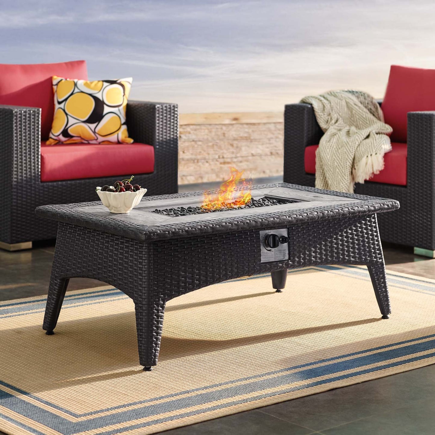 Modway Splender 43.5" Rectangle Outdoor Patio Fire Pit Table Espresso
