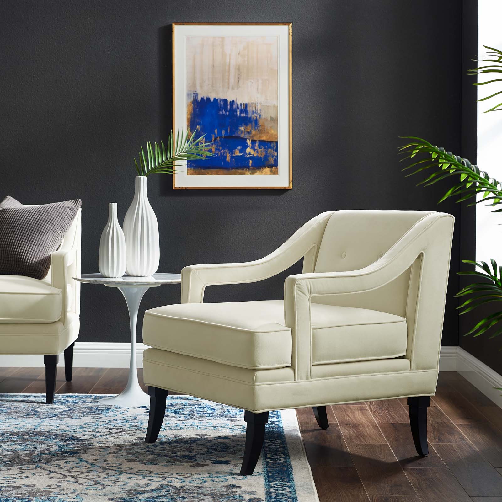Modway Concur Button Tufted Upholstered Velvet Armchair | Armchairs | 