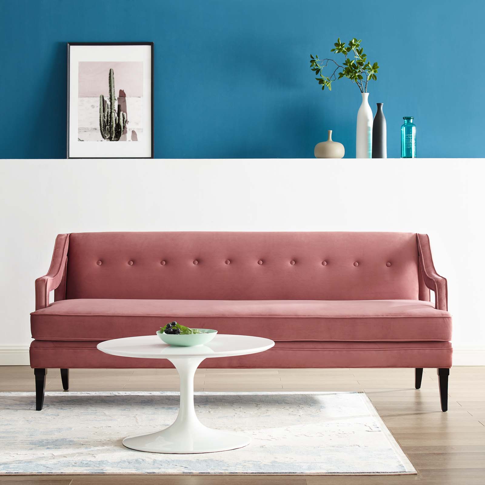 Modway Concur Button Tufted Upholstered Velvet Sofa | Sofas