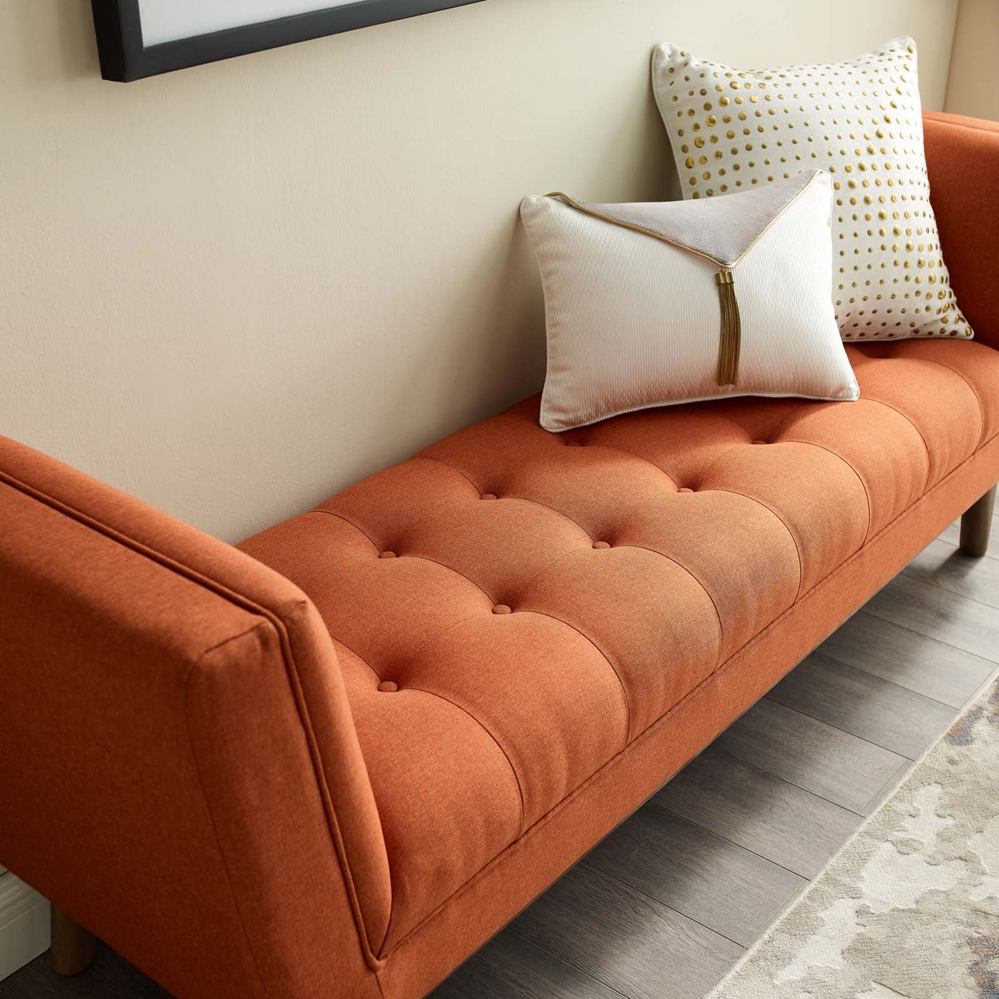 Modway Haven Tufted Button Upholstered Fabric Accent Bench | Stools & Benches | 