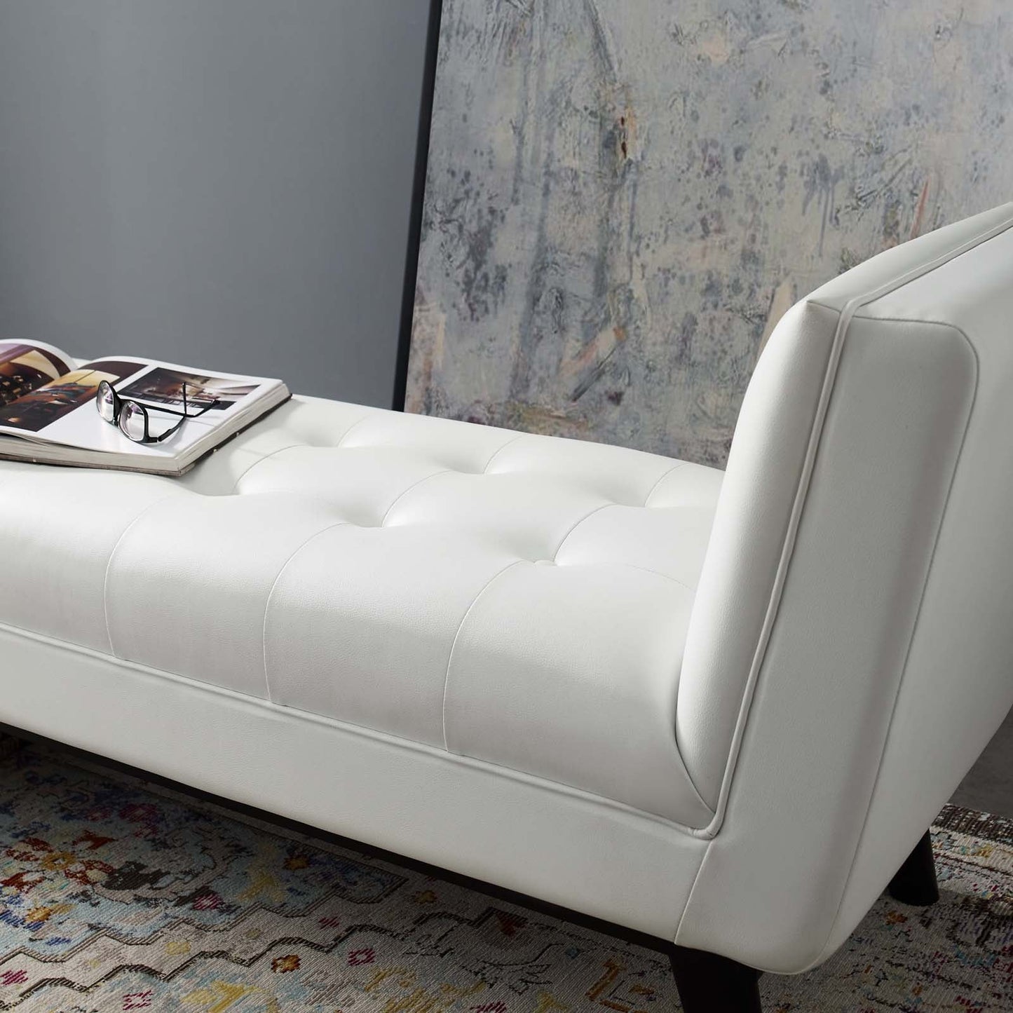 Modway Haven Tufted Button Faux Leather Accent Bench | Stools & Benches | 