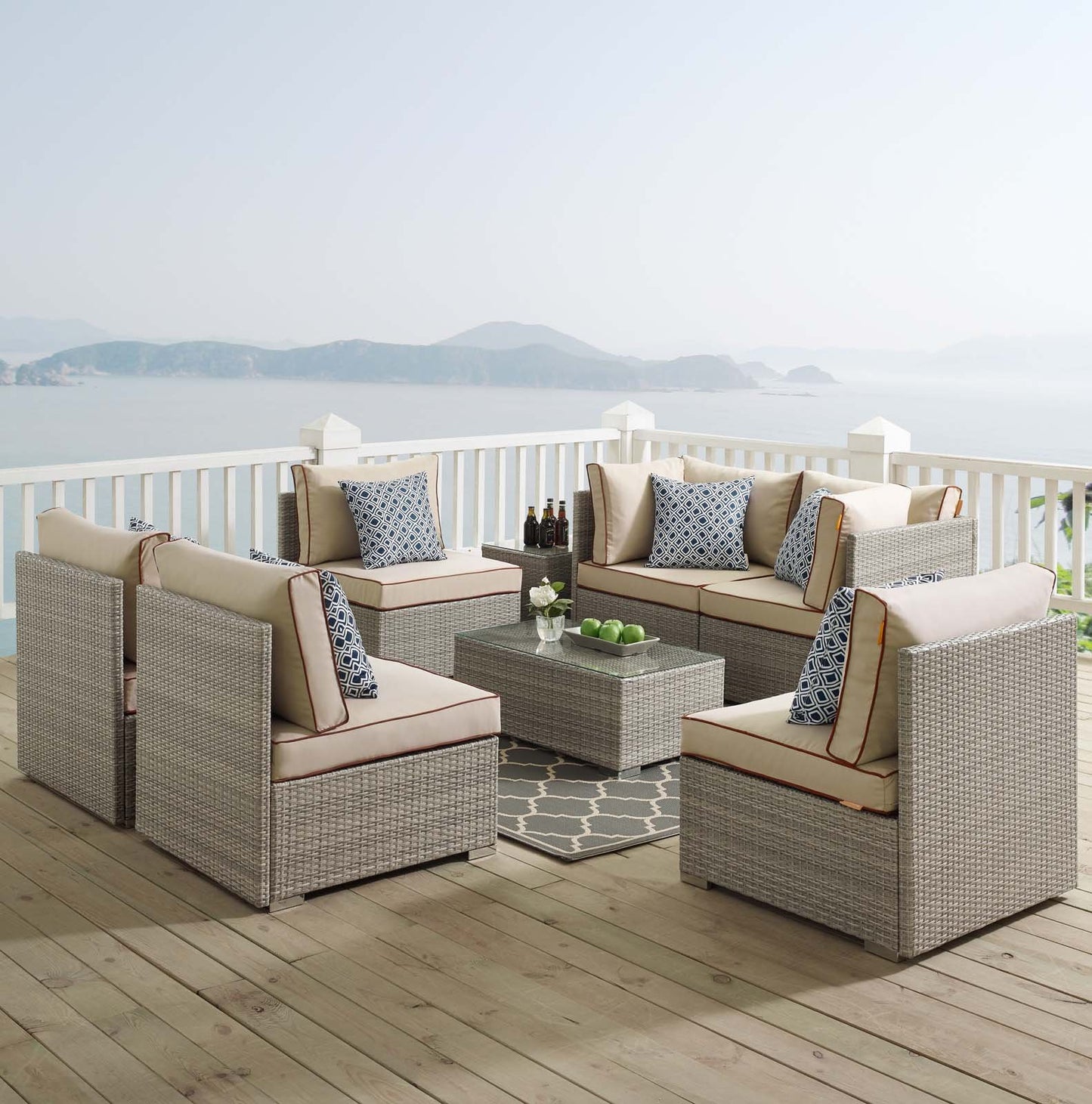 Modway Repose 7 Piece Outdoor Patio Sectional Set
