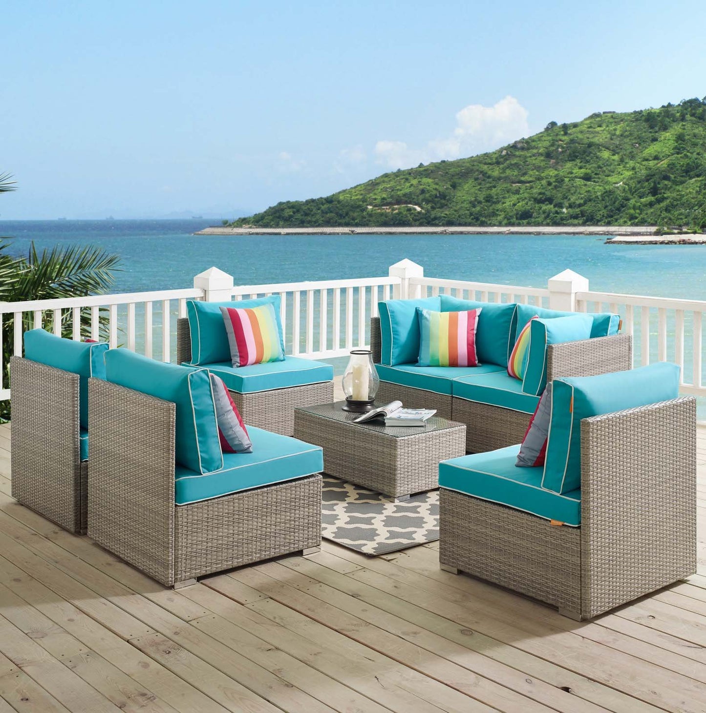 Modway Repose 7 Piece Outdoor Patio Sectional Set