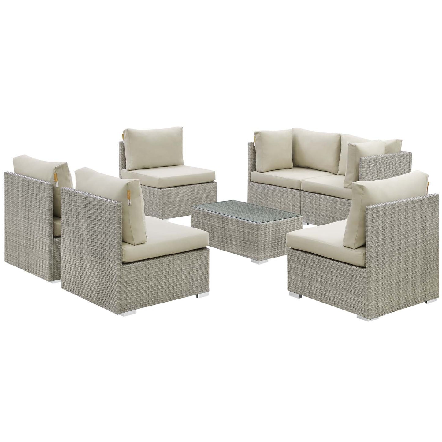 Modway Repose 7 Piece Outdoor Patio Sunbrella® Sectional Set