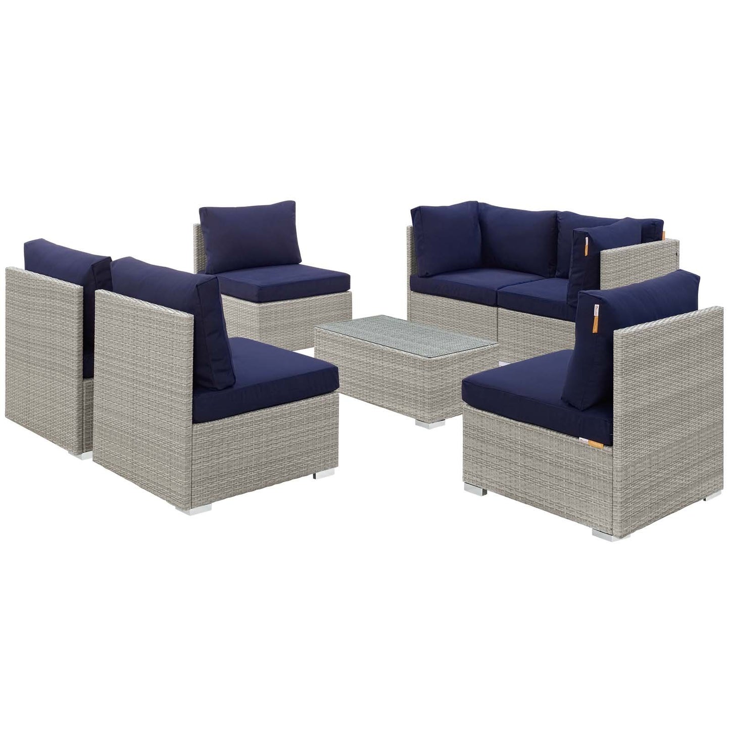 Modway Repose 7 Piece Outdoor Patio Sunbrella® Sectional Set