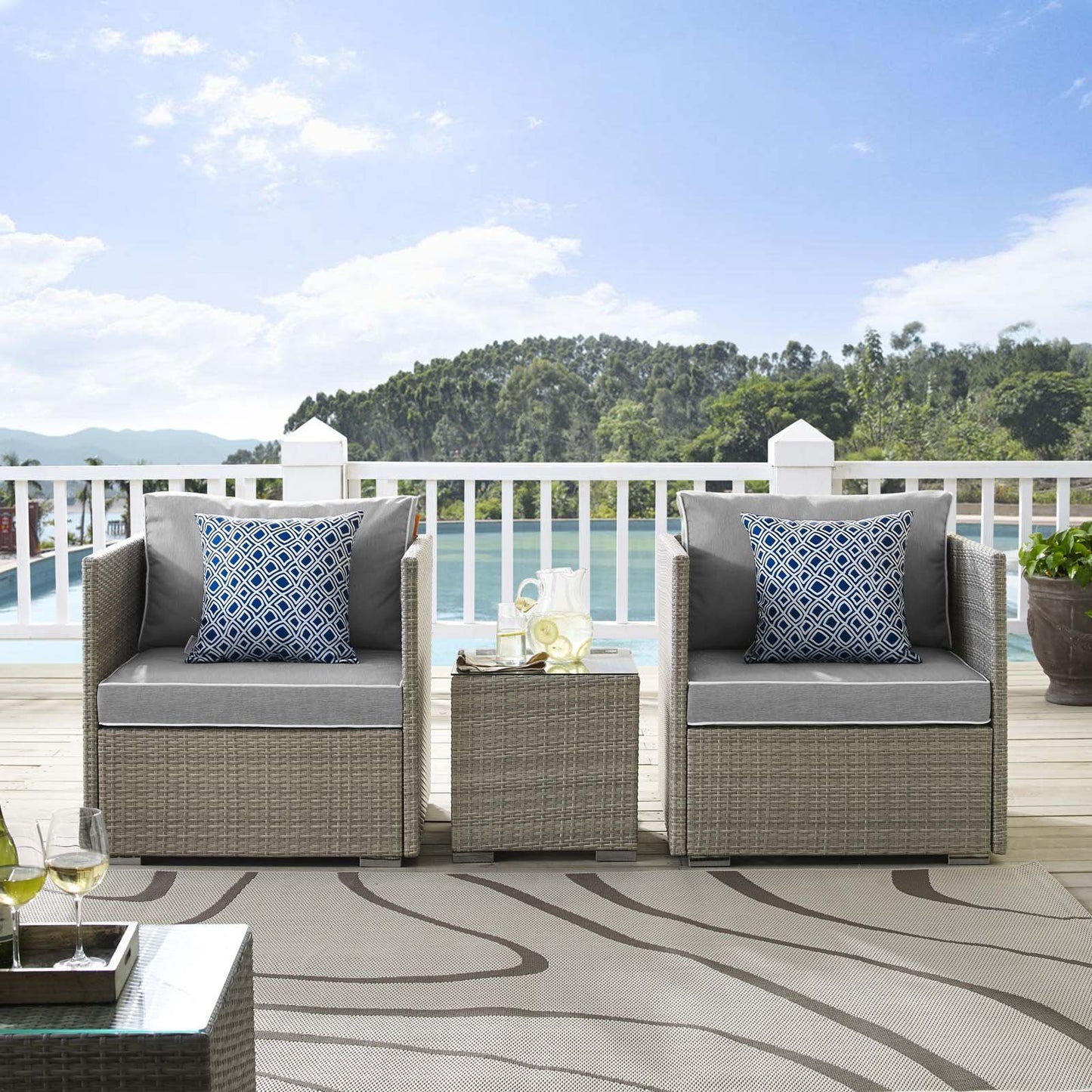 Modway Repose 3 Piece Outdoor Patio Sectional Set