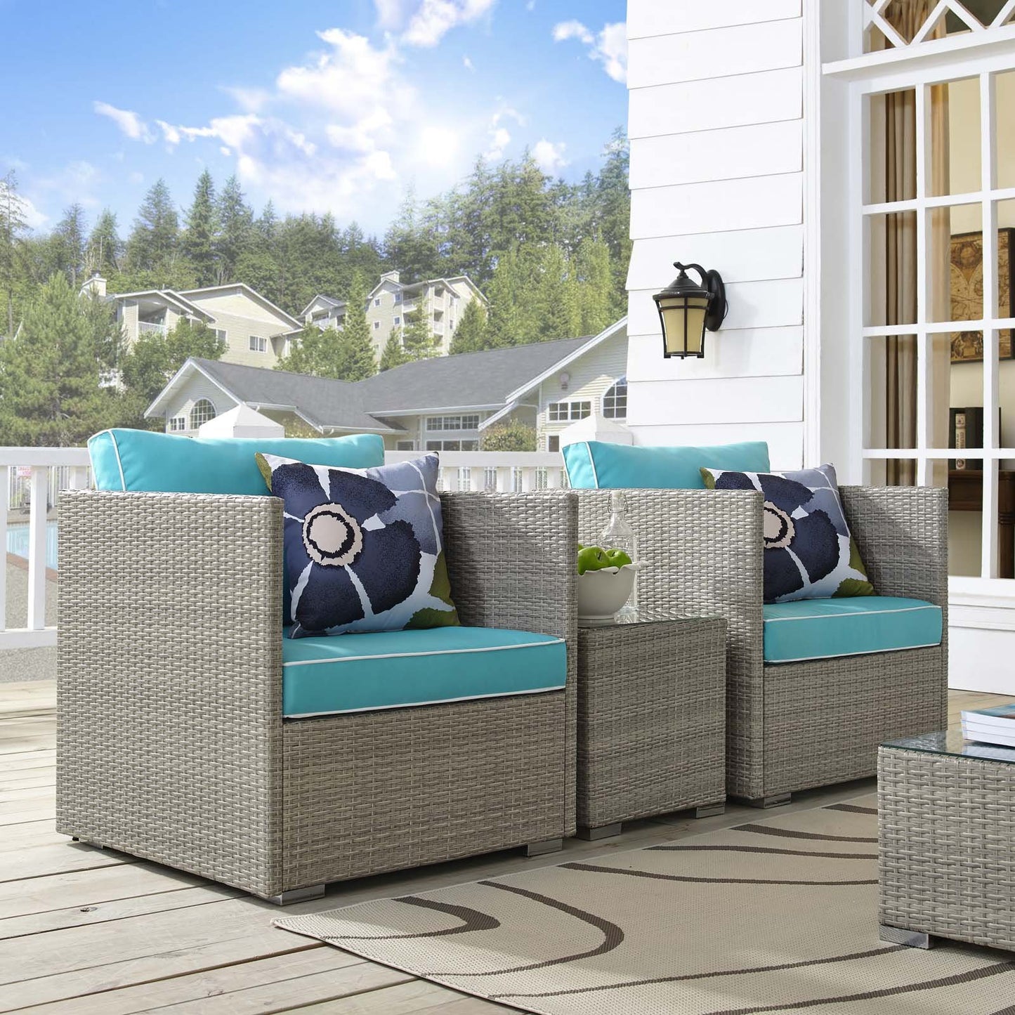 Modway Repose 3 Piece Outdoor Patio Sectional Set