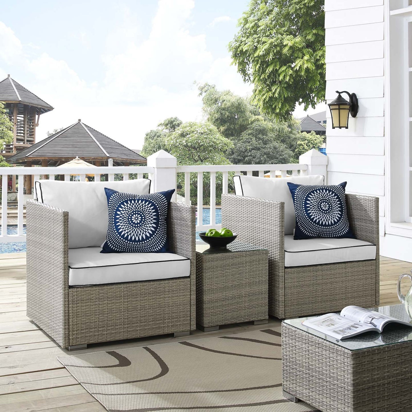 Modway Repose 3 Piece Outdoor Patio Sectional Set
