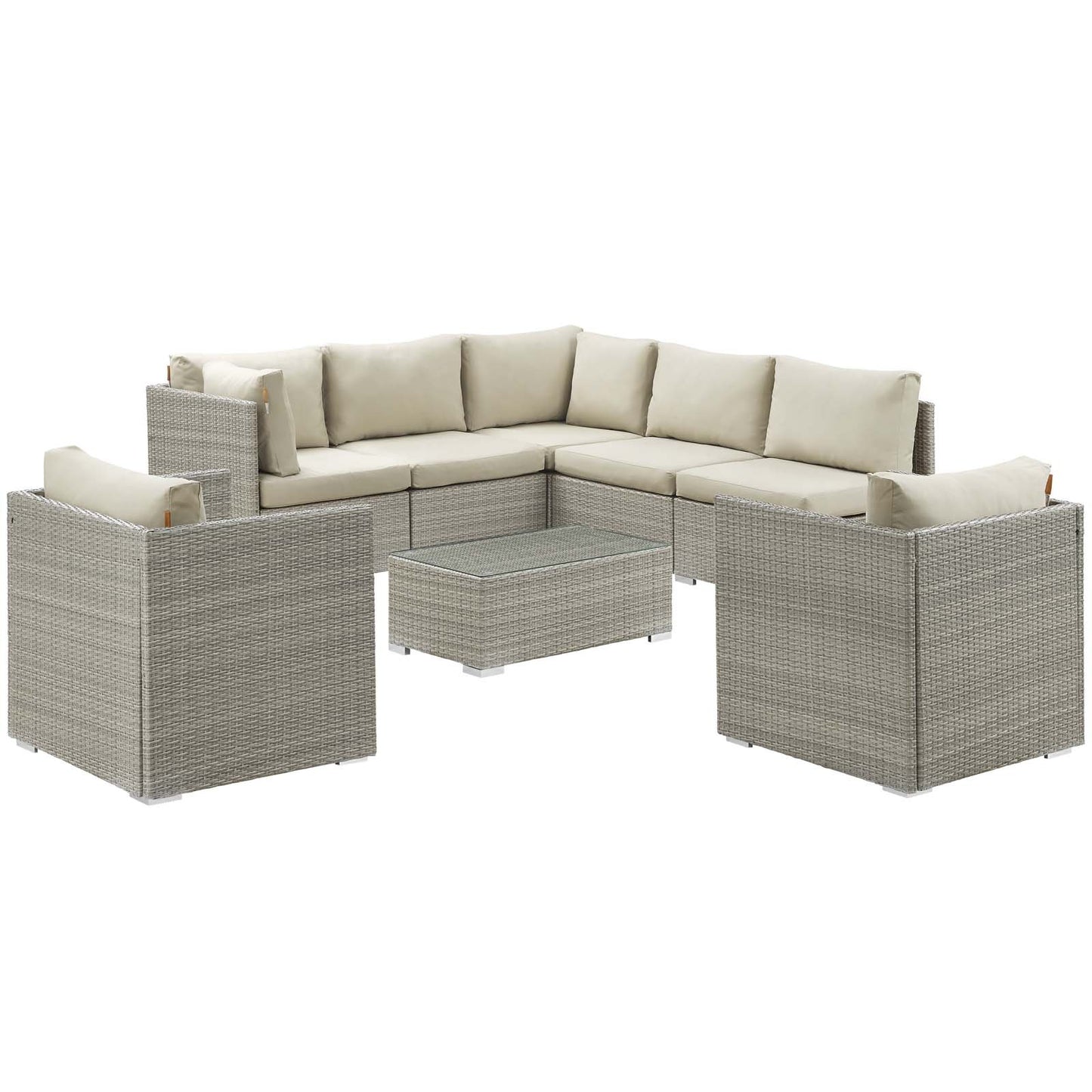 Modway Repose 8 Piece Outdoor Patio Sunbrella® Sectional Set