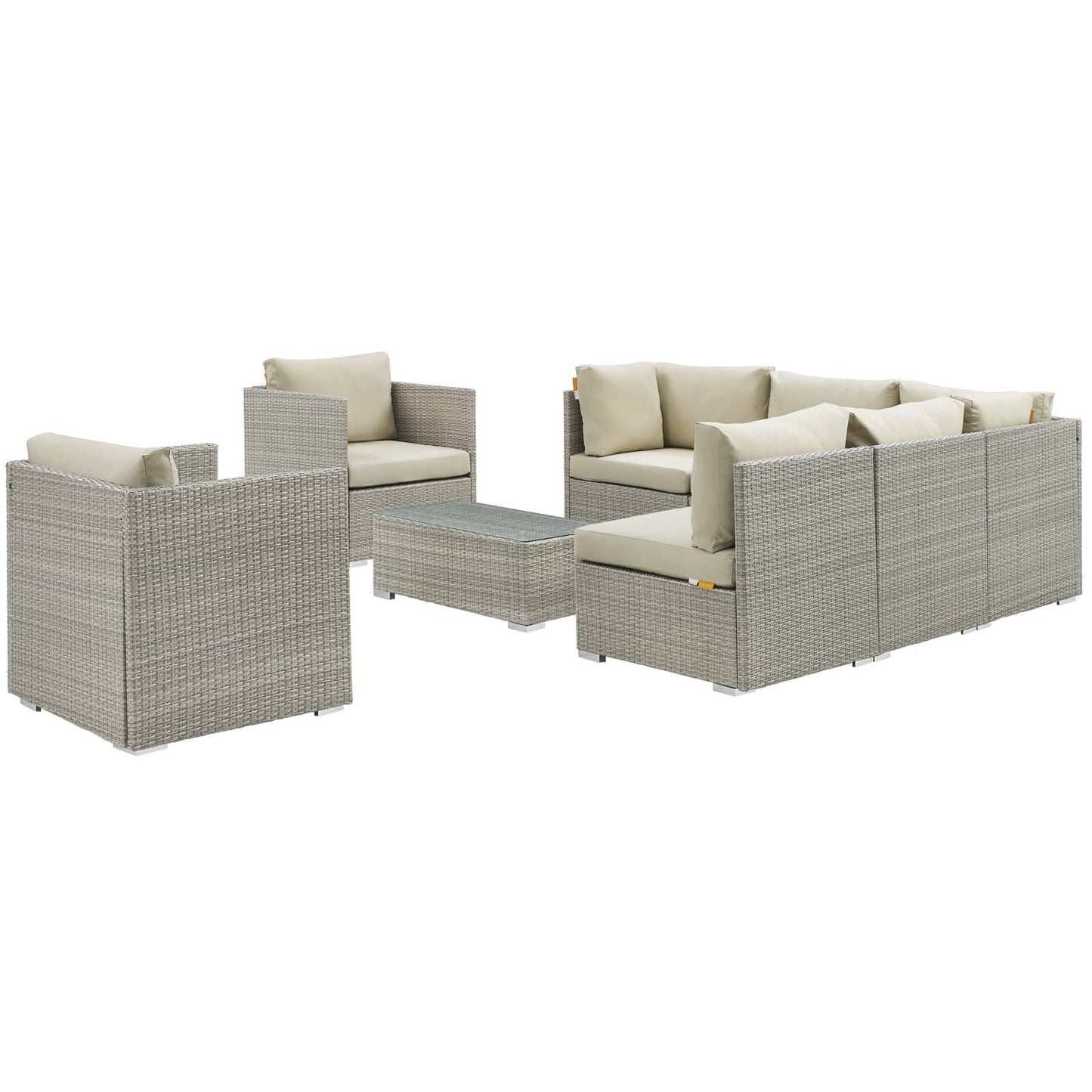 Modway Repose 8 Piece Outdoor Patio Sunbrella® Sectional Set