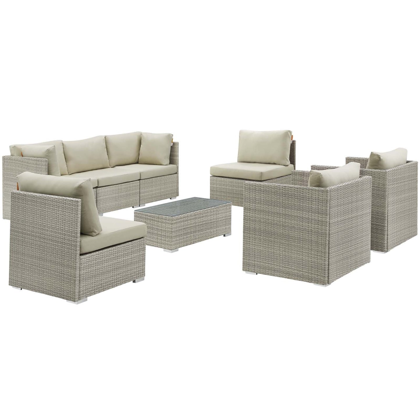 Modway Repose 8 Piece Outdoor Patio Sunbrella® Sectional Set