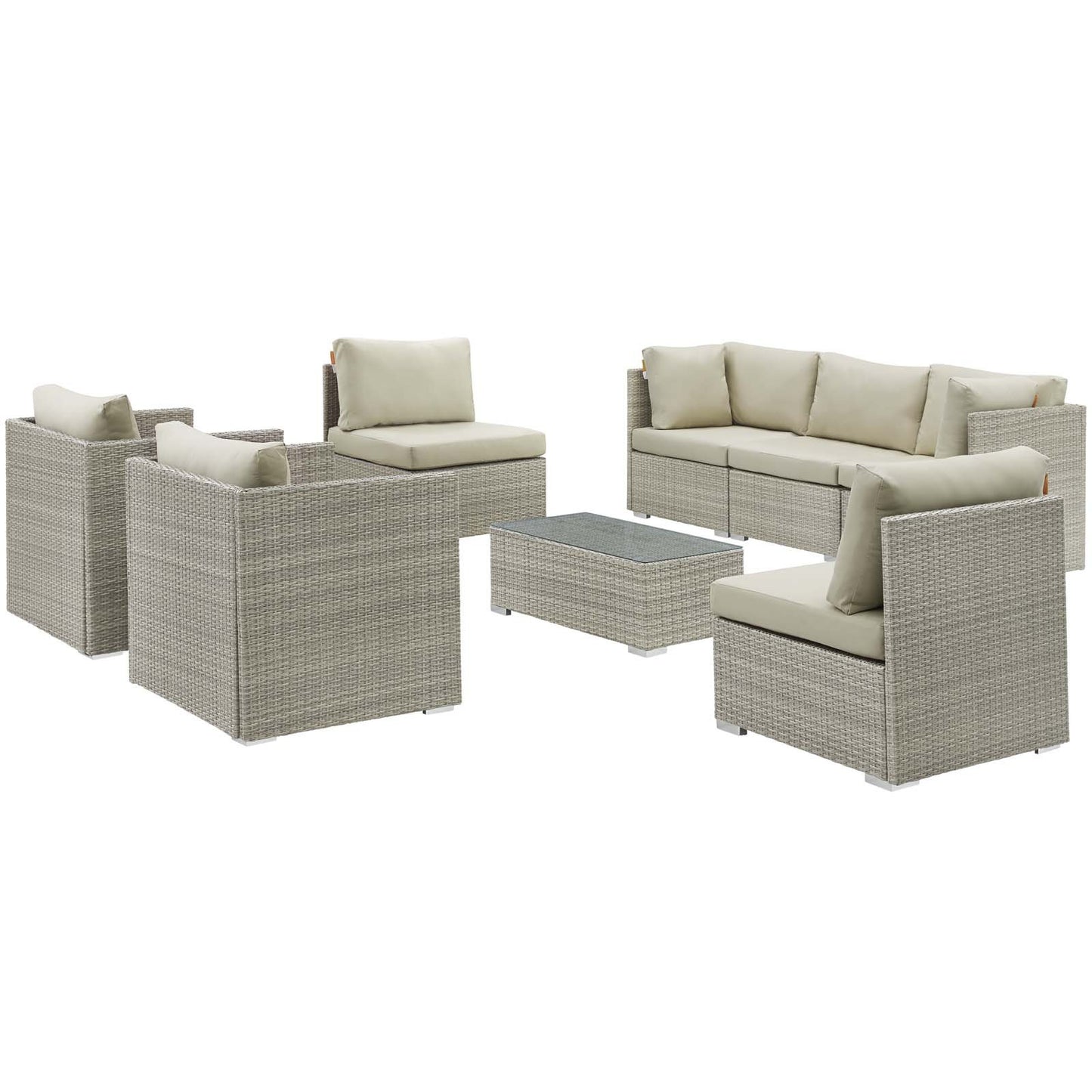 Modway Repose 8 Piece Outdoor Patio Sunbrella® Sectional Set