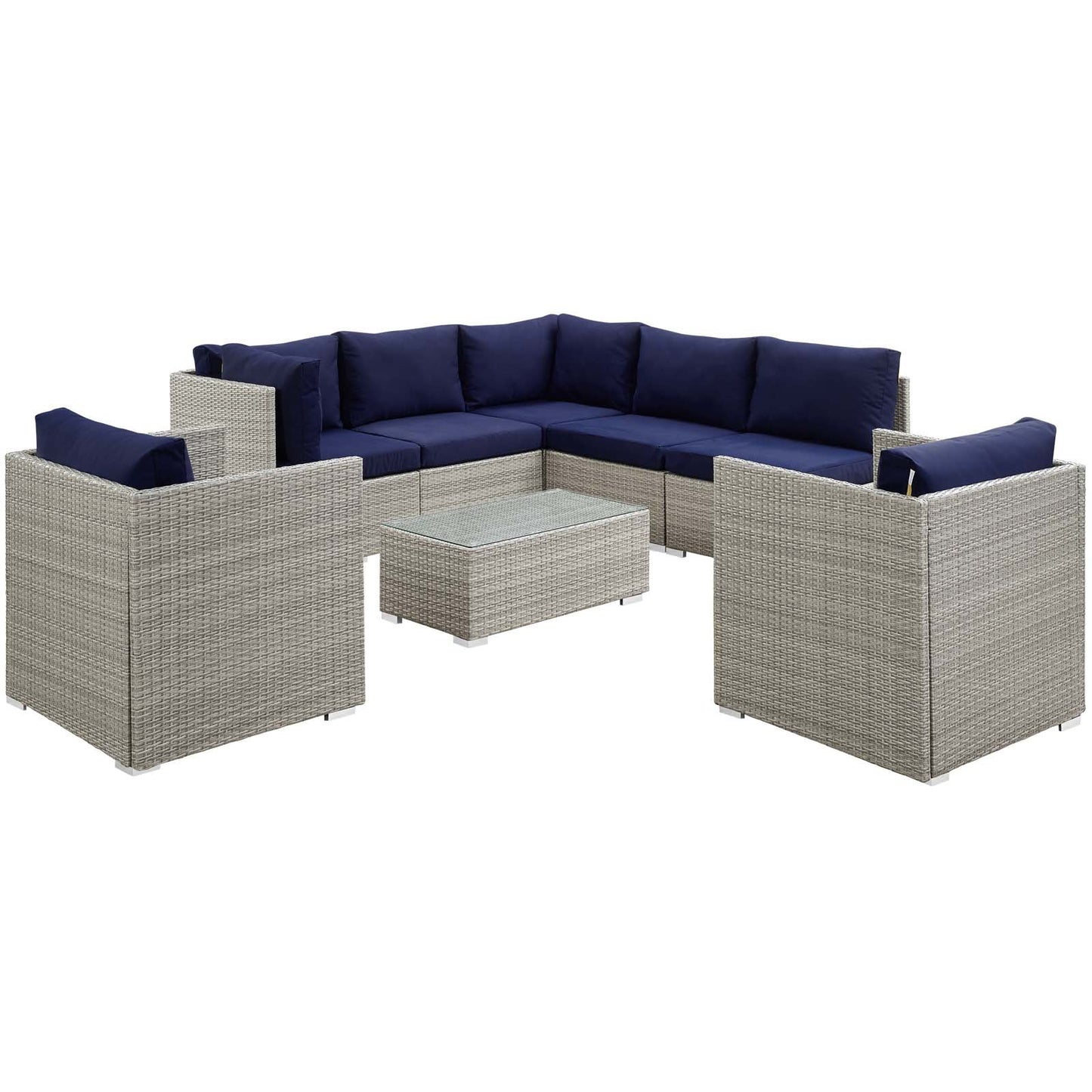 Modway Repose 8 Piece Outdoor Patio Sunbrella® Sectional Set