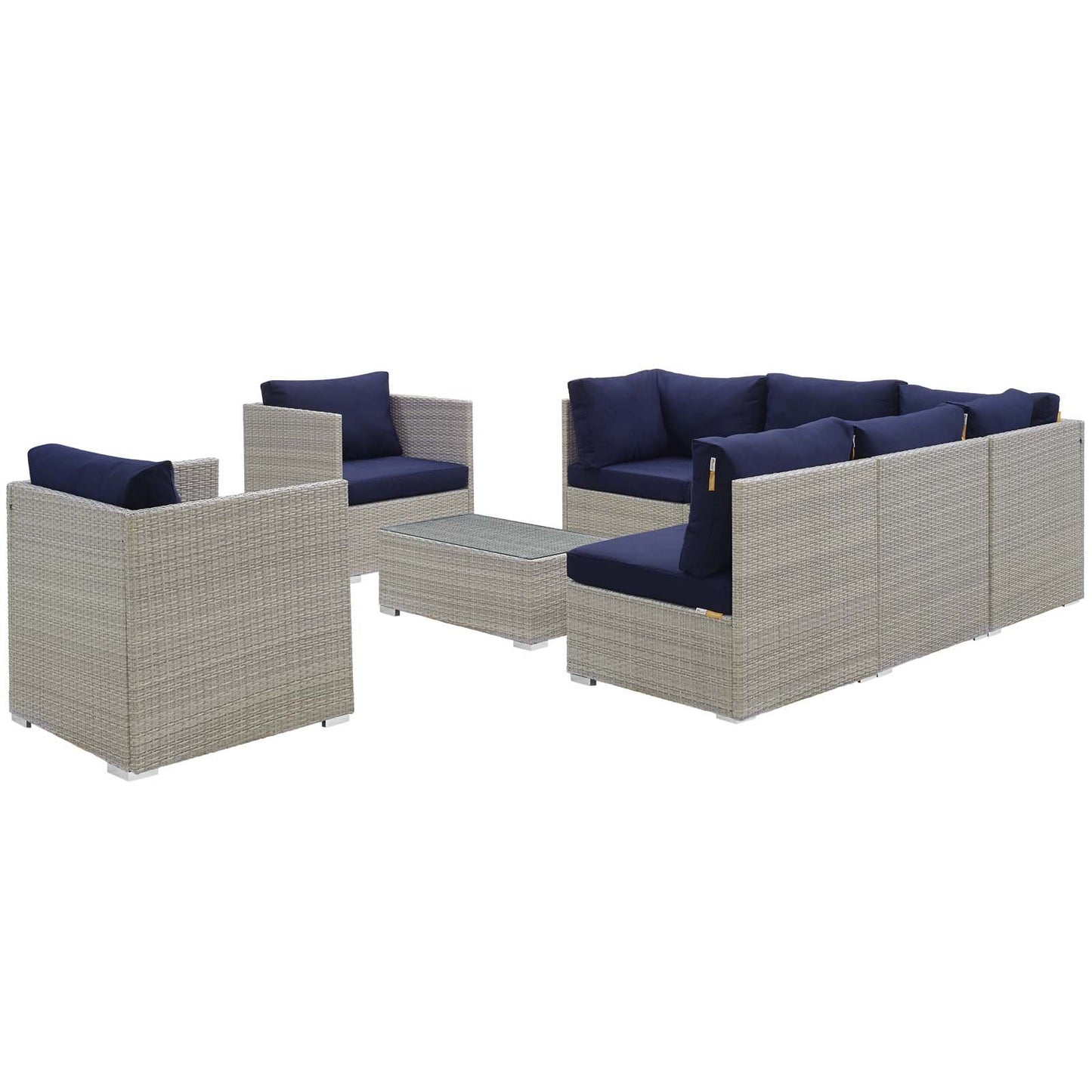 Modway Repose 8 Piece Outdoor Patio Sunbrella® Sectional Set