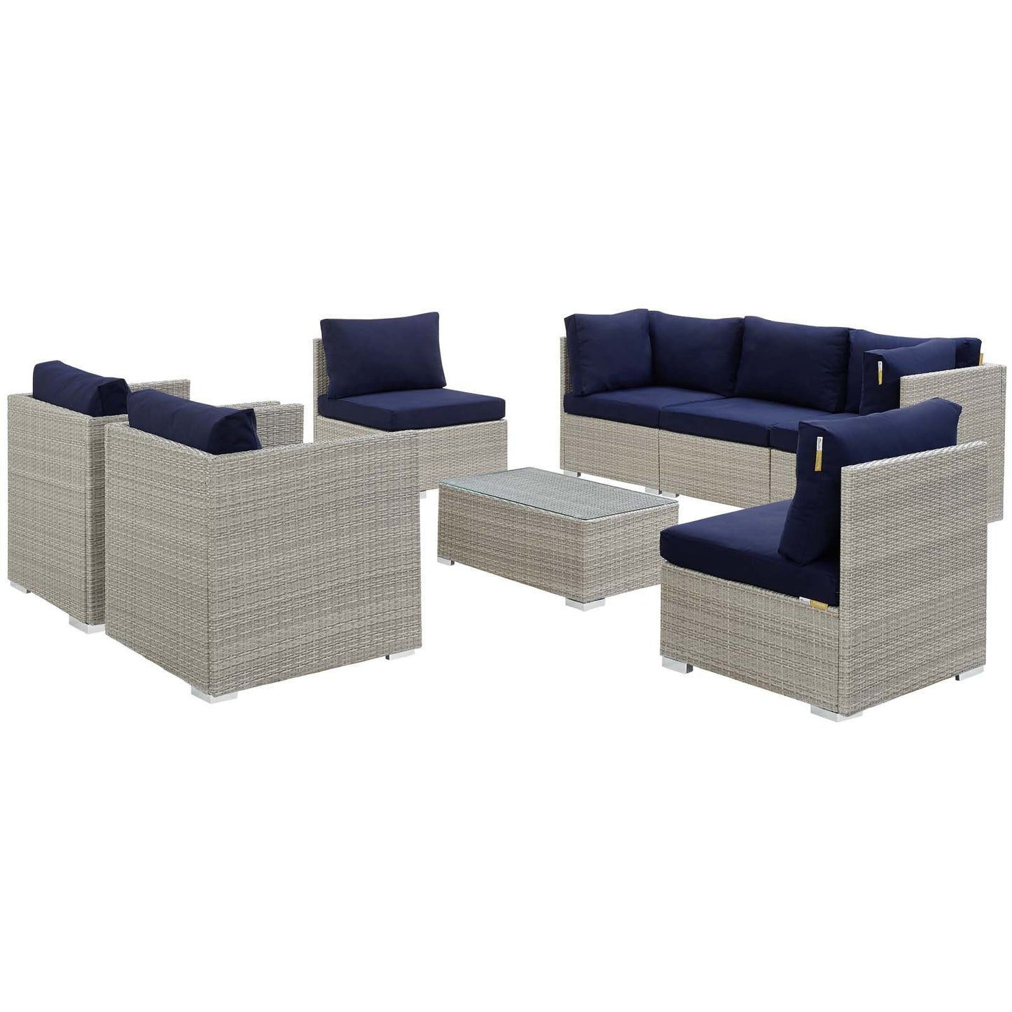 Modway Repose 8 Piece Outdoor Patio Sunbrella® Sectional Set