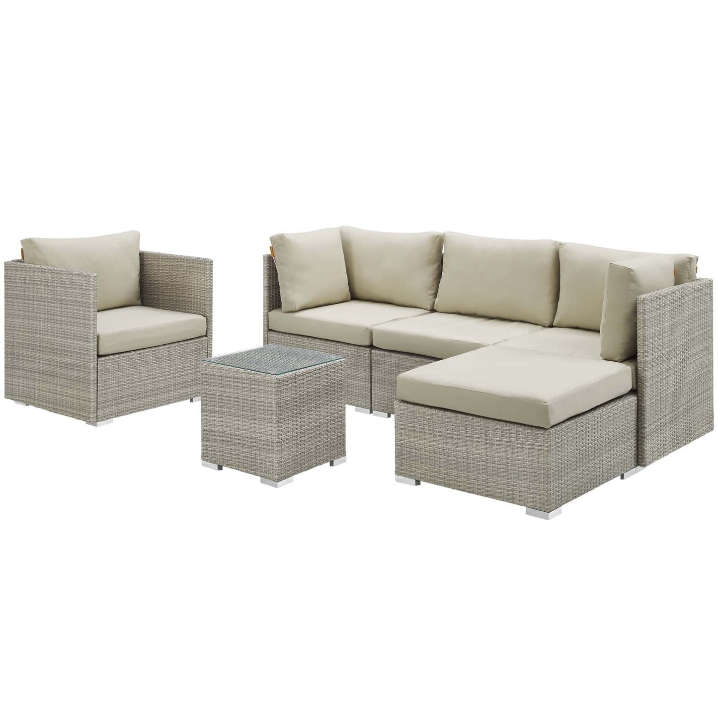 Modway Repose 6 Piece Outdoor Patio Sunbrella® Sectional Set