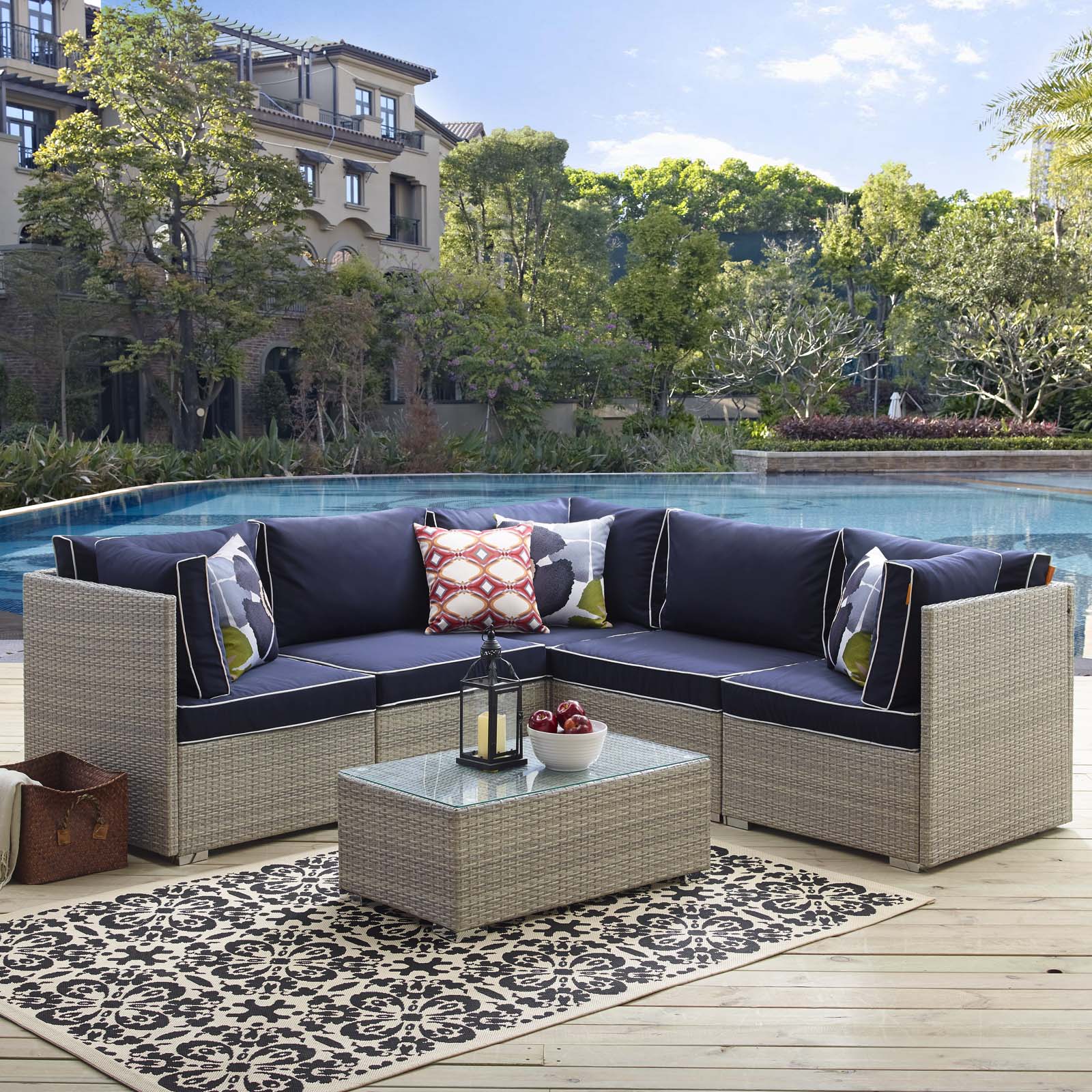 Modway Repose 6 Piece Outdoor Patio Sectional Set | Outdoor Sofas, Loveseats & Sectionals | Modishstore-12